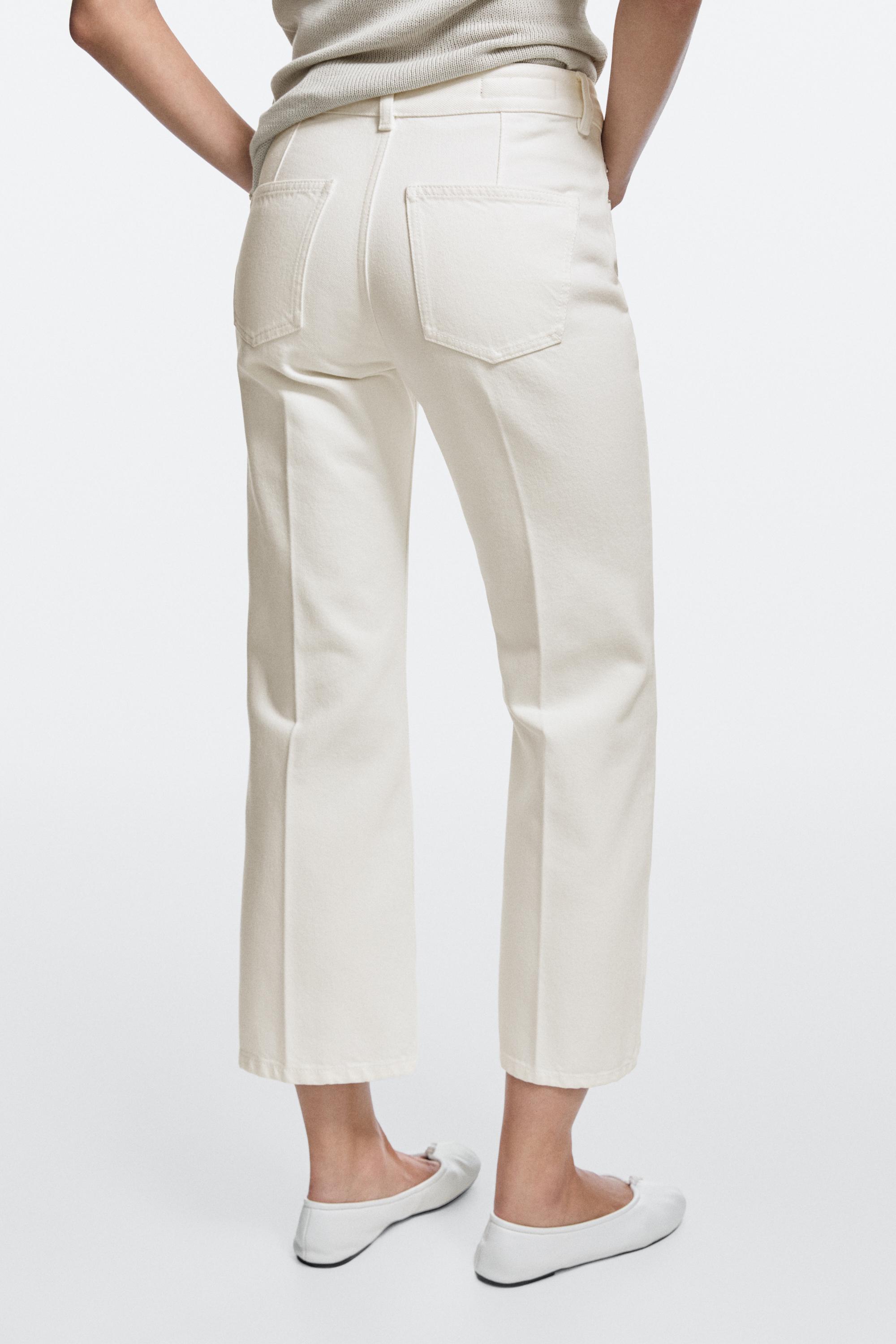 Mid-waist cropped flare fit jeans — Off white