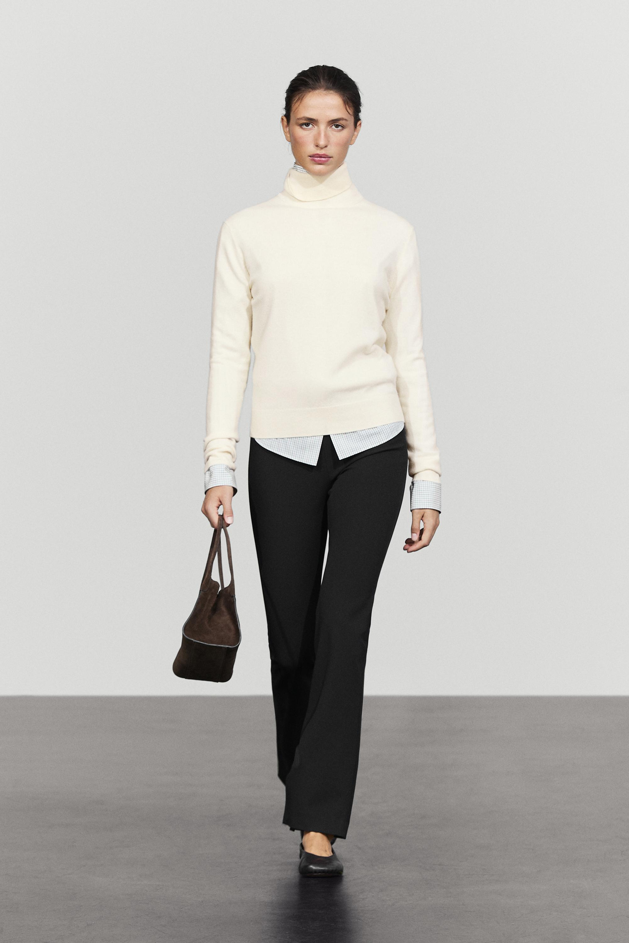 Wool-blend knit turtleneck sweater