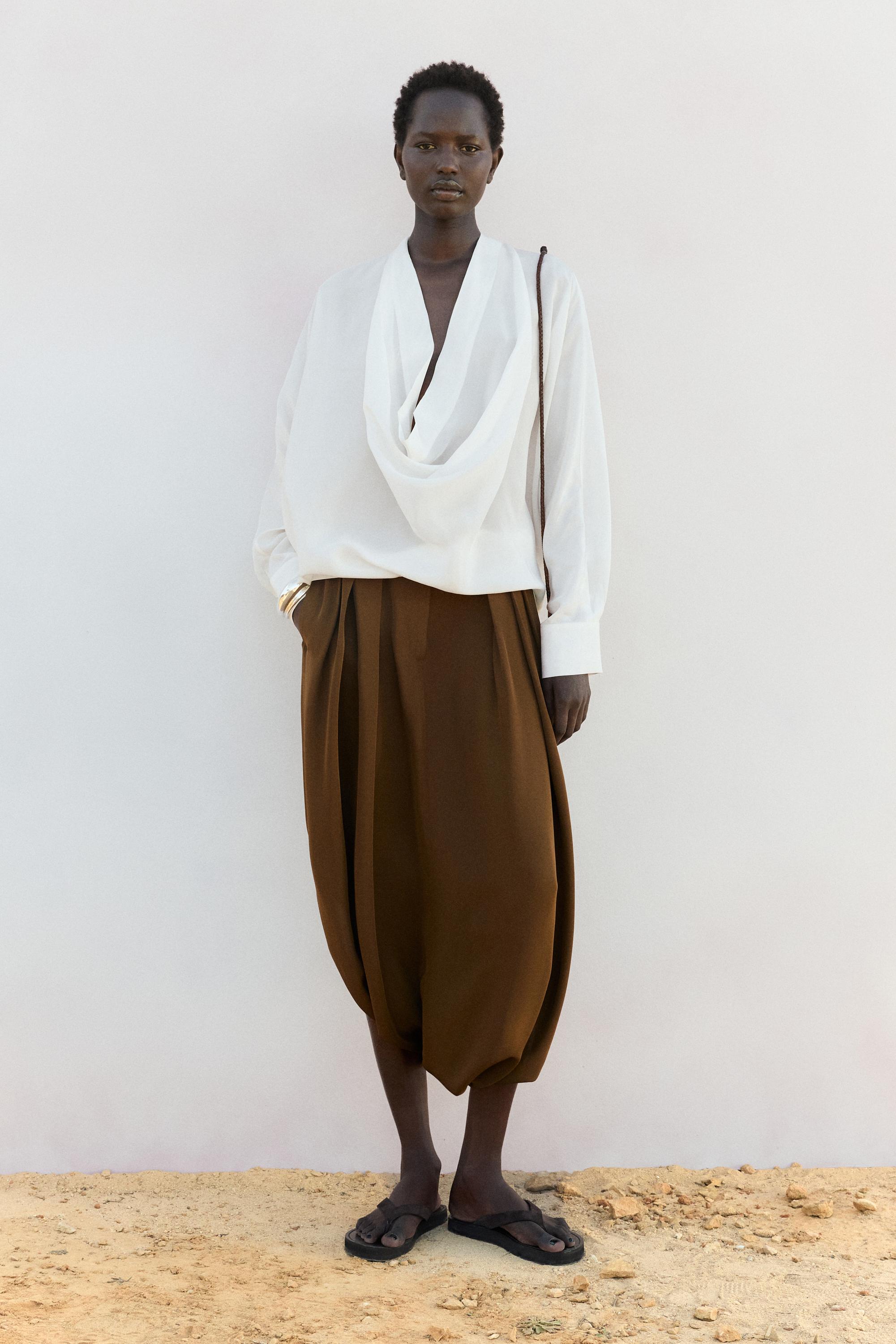 Flowing pleated skort — Washed