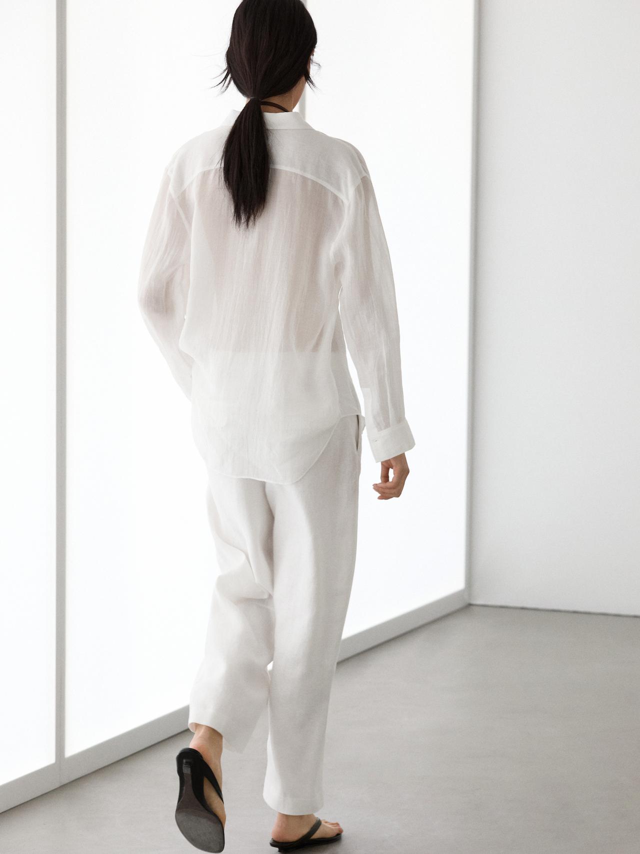 Flowing shirt with shirt collar — WHITE