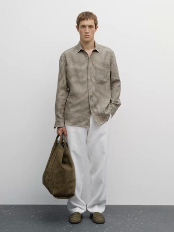 Regular fit linen check shirt