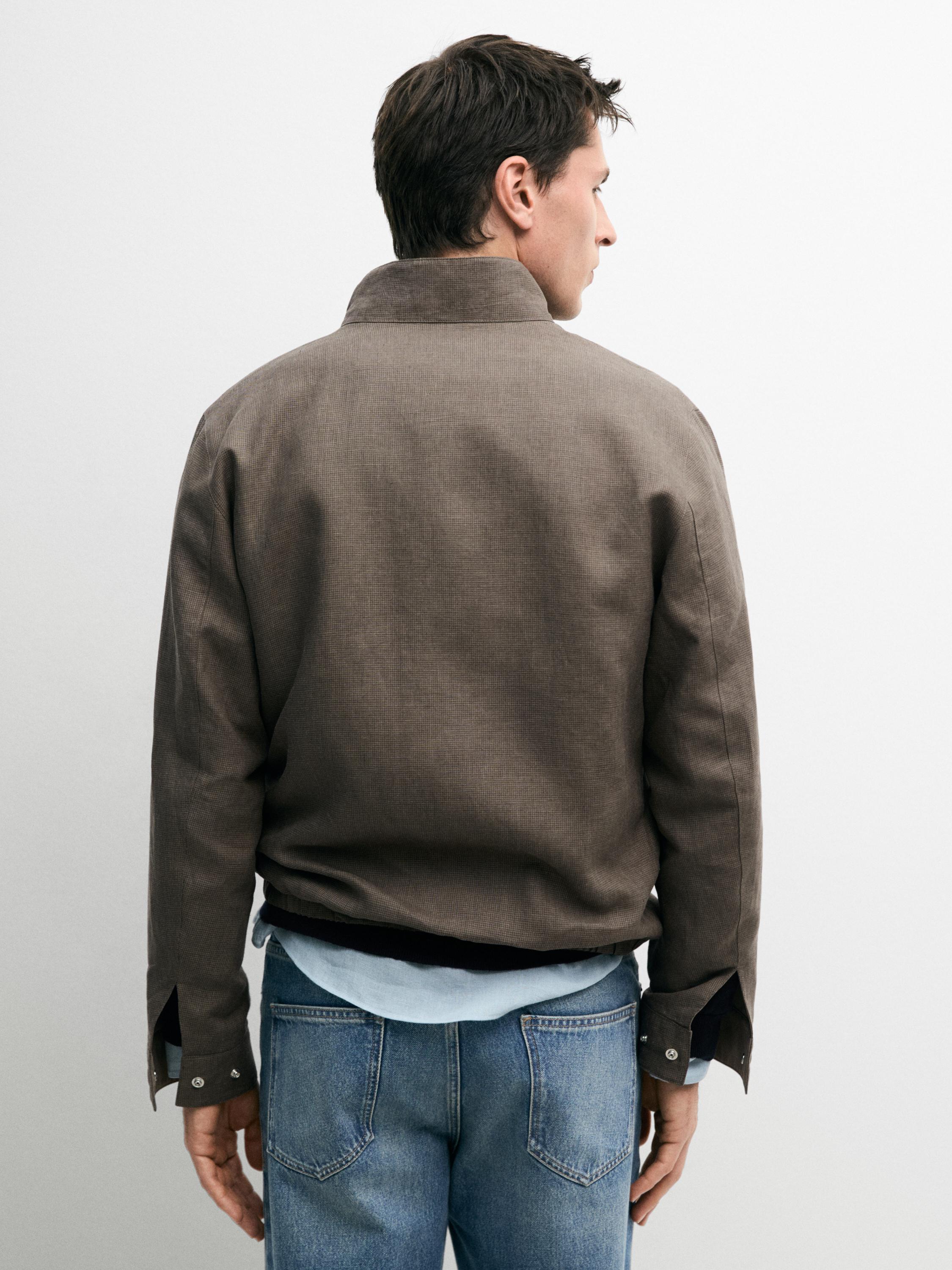 Short reversible linen blend jacket — MINK