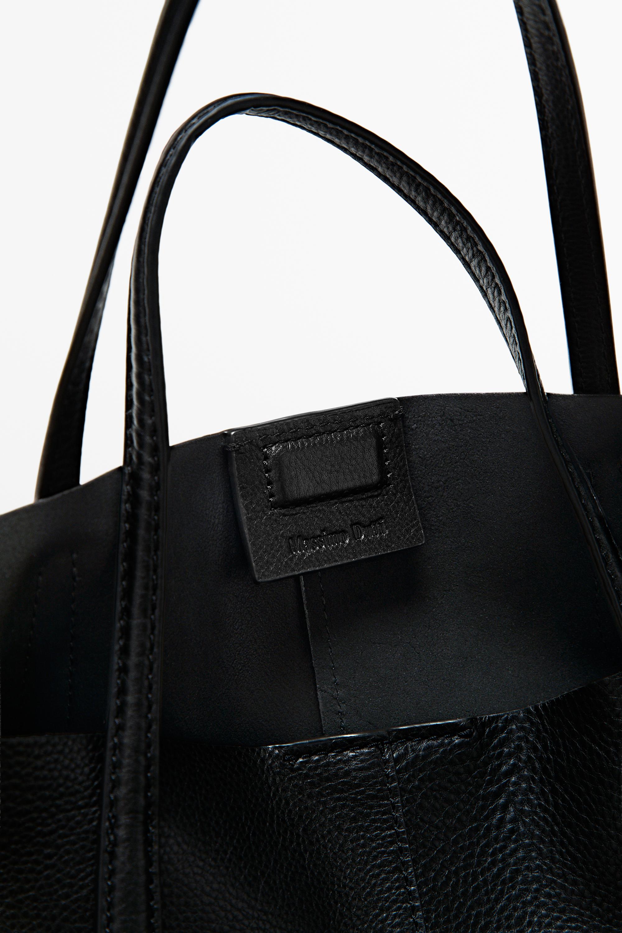 Massimo Dutti Napa deri orta boy tote çanta görsel 8