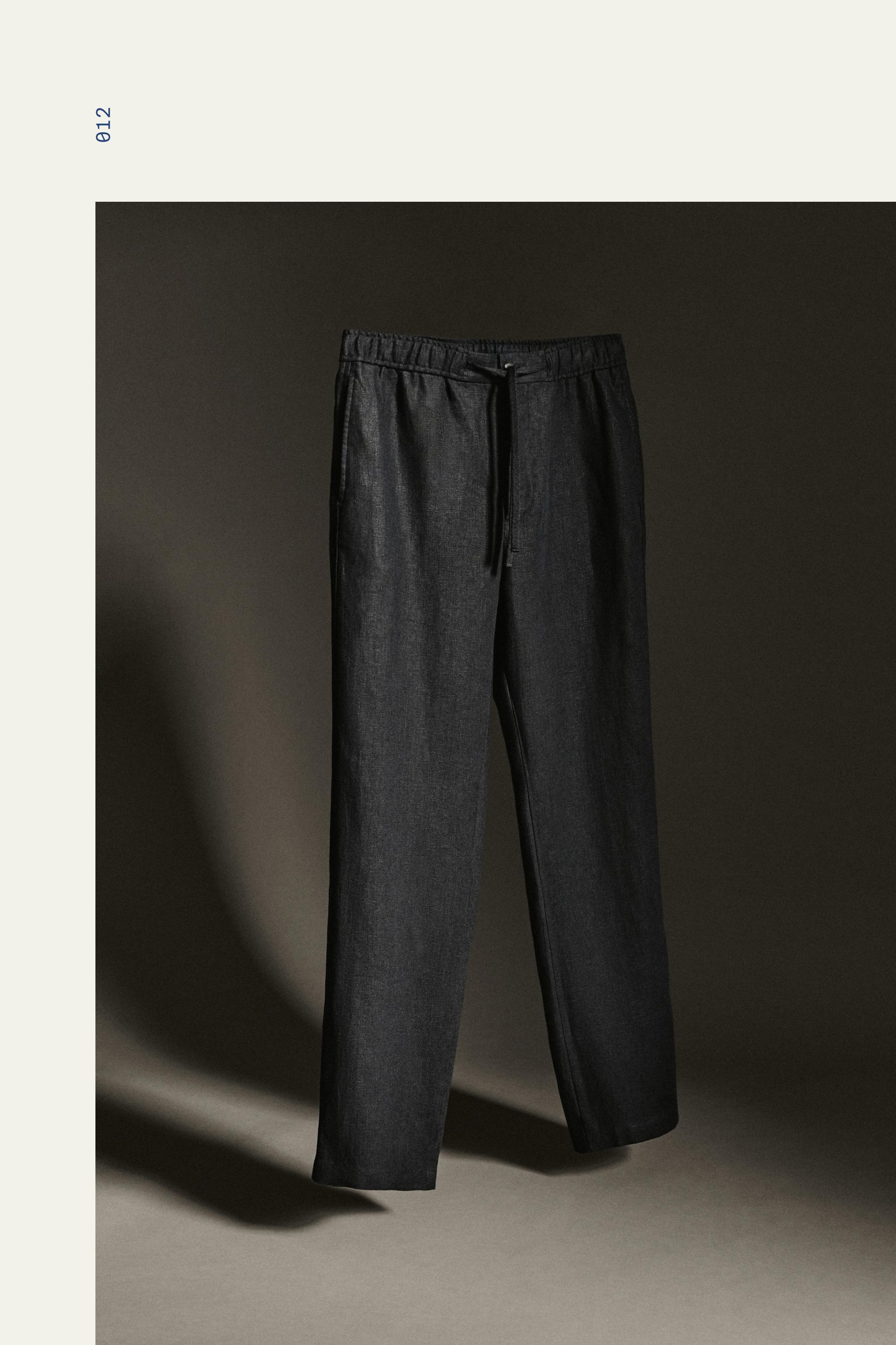 Linen jogger fit pants — BLACK