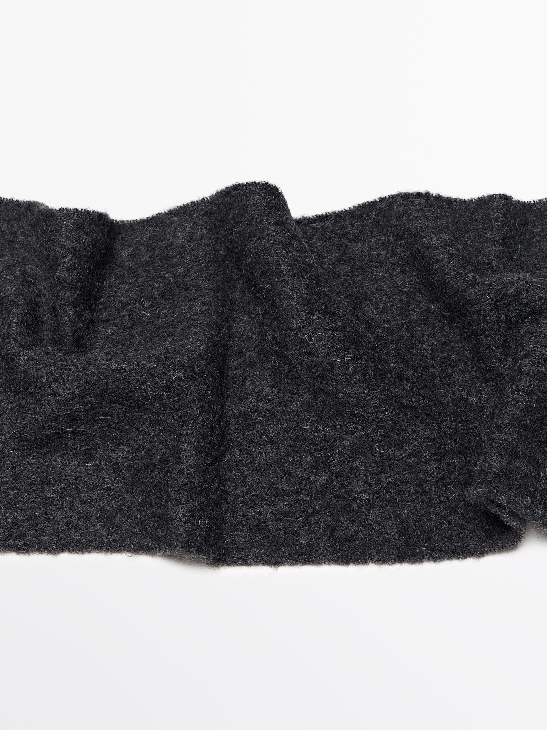 Fringed alpaca and wool blend scarf