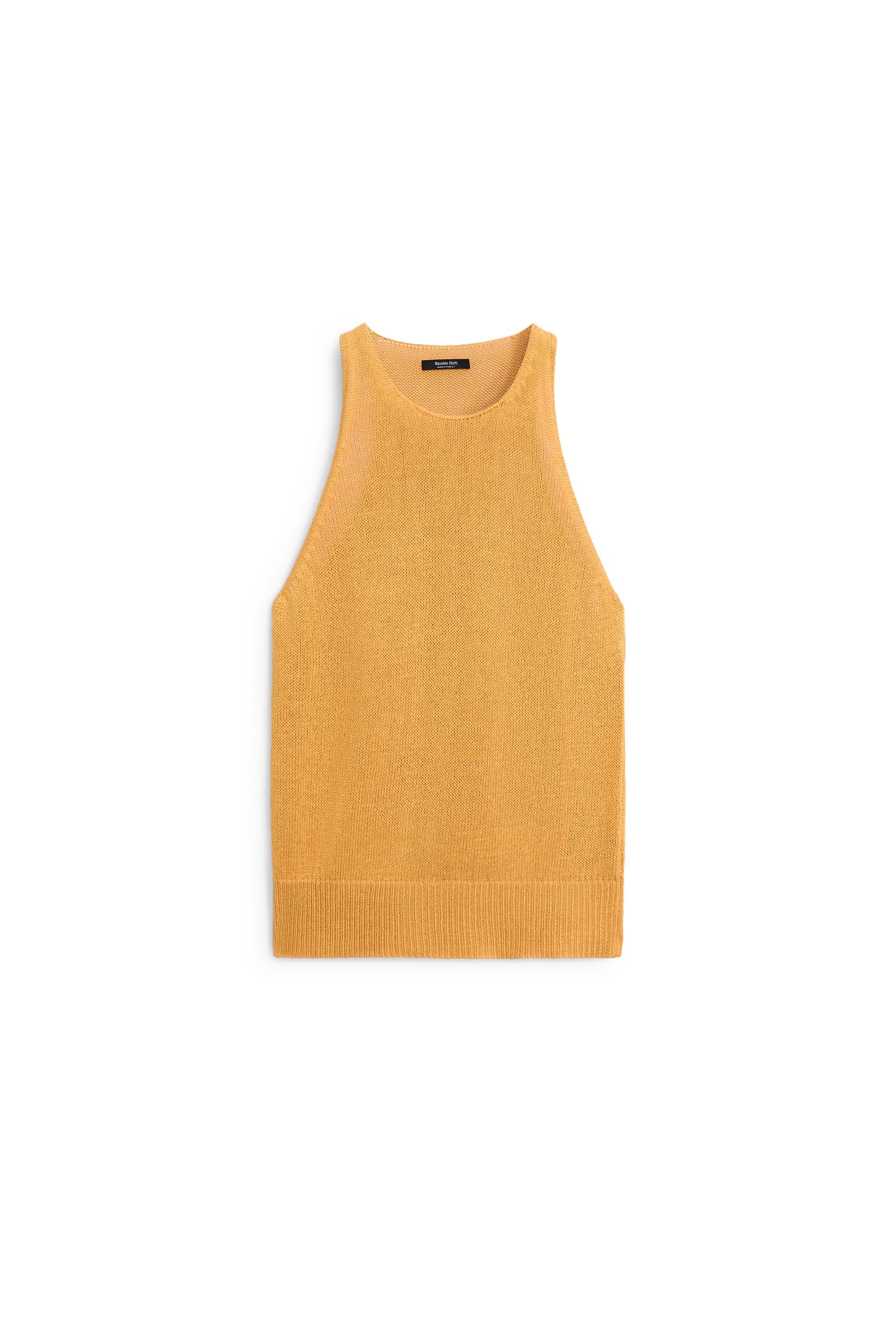Sleeveless knit halter top — YELLOW