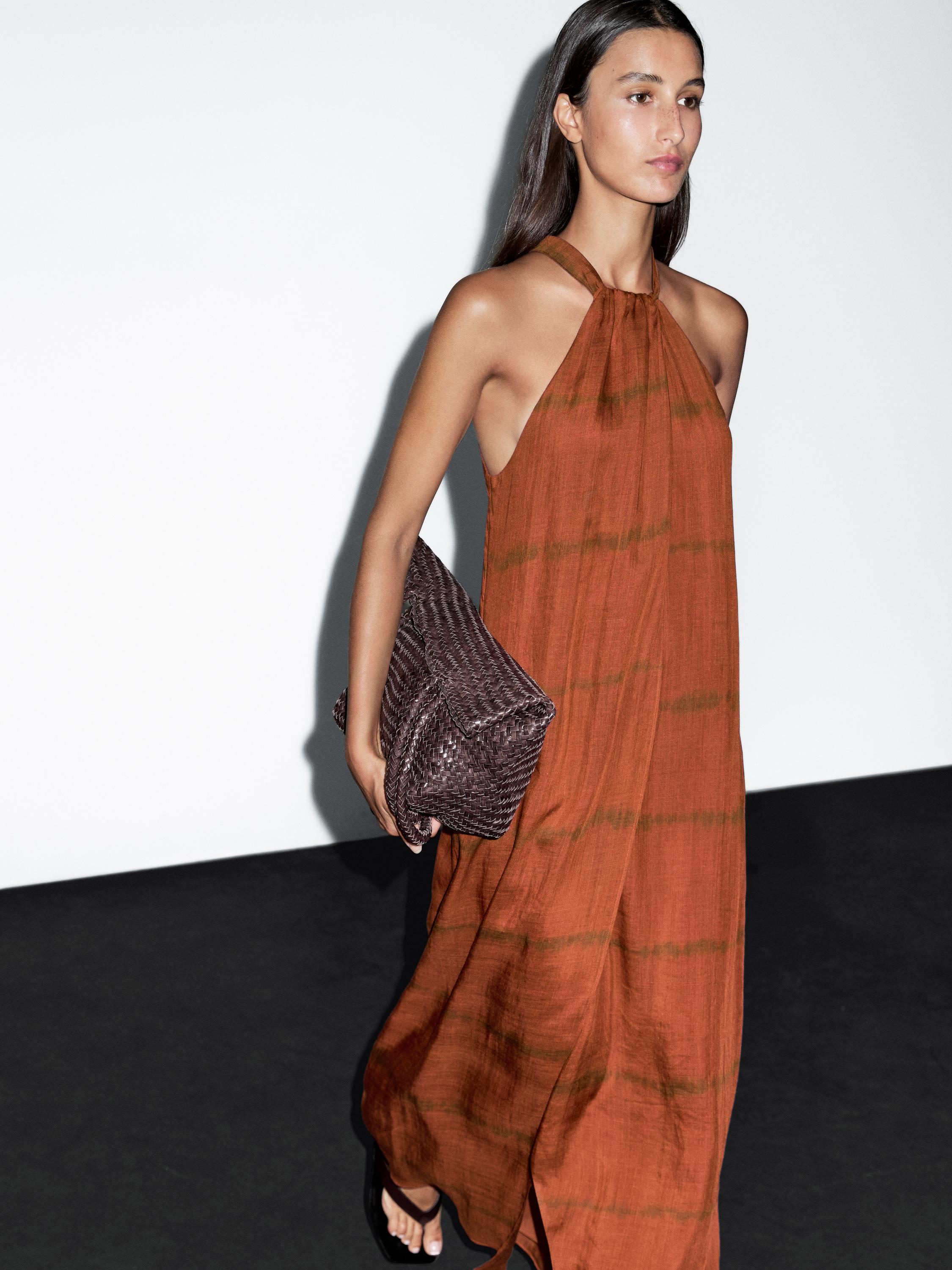 Long striped halter dress