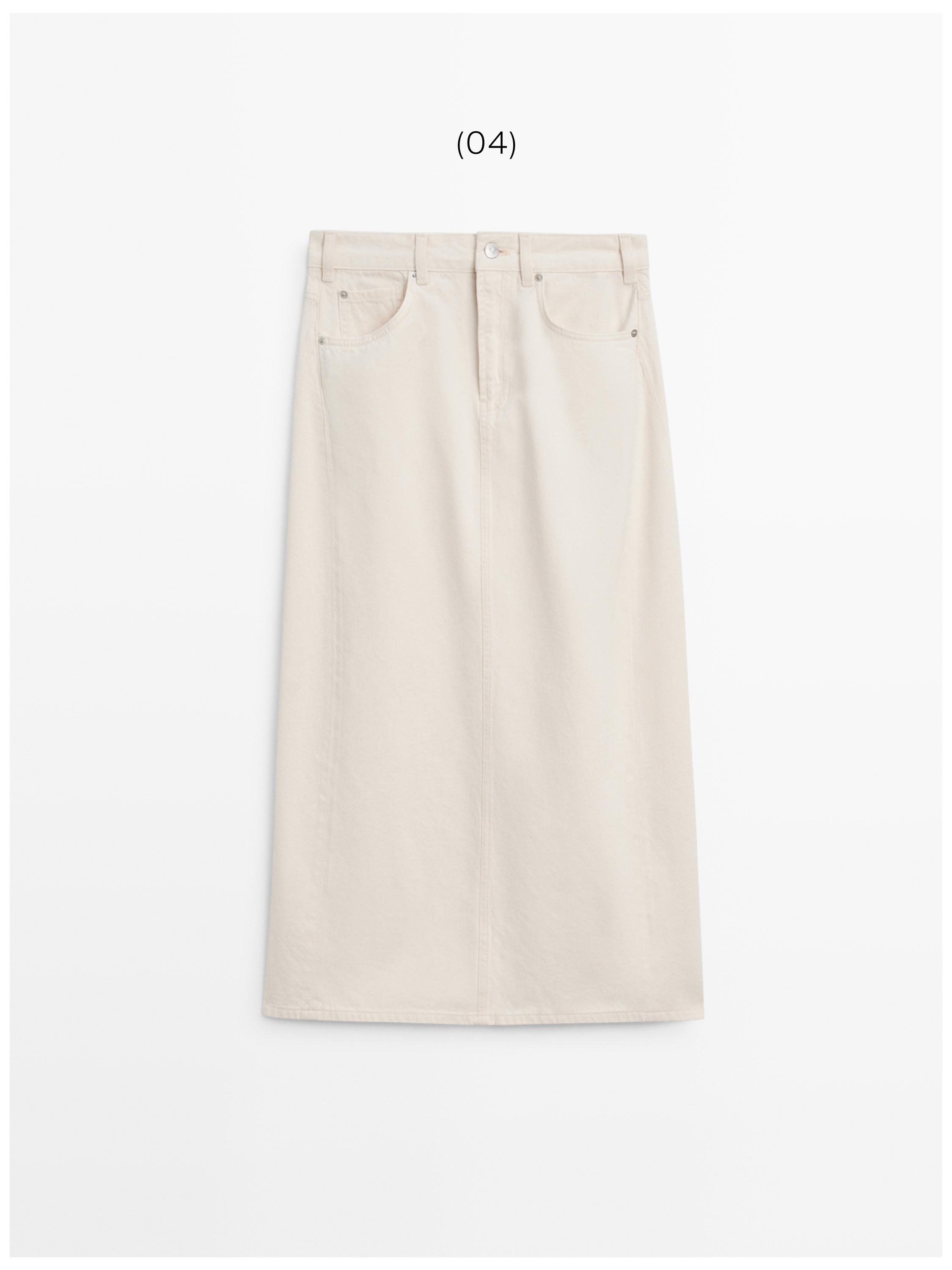 Barrel fit denim midi skirt — CREAM