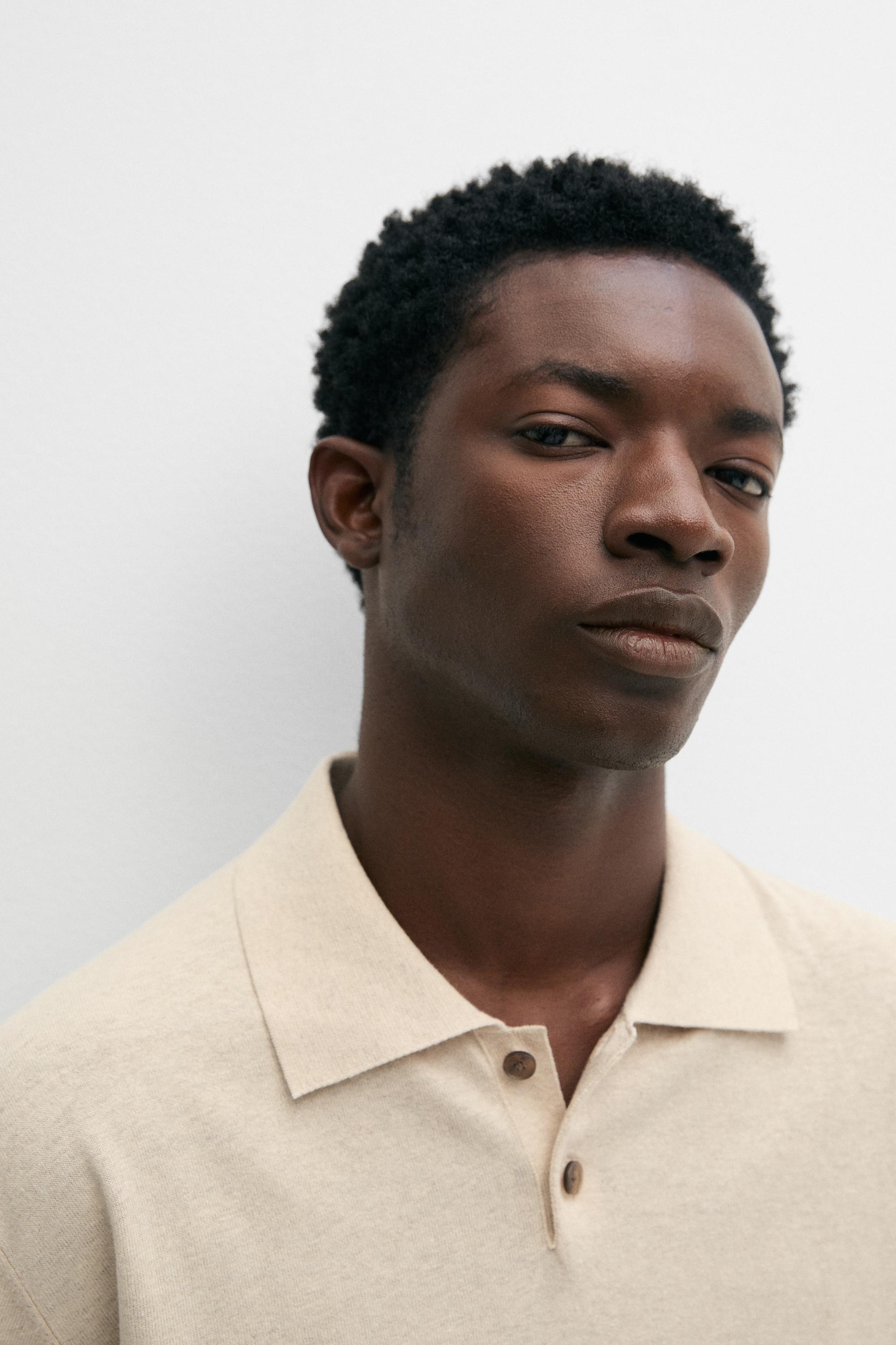 Cotton linen blend polo shirt — Beige