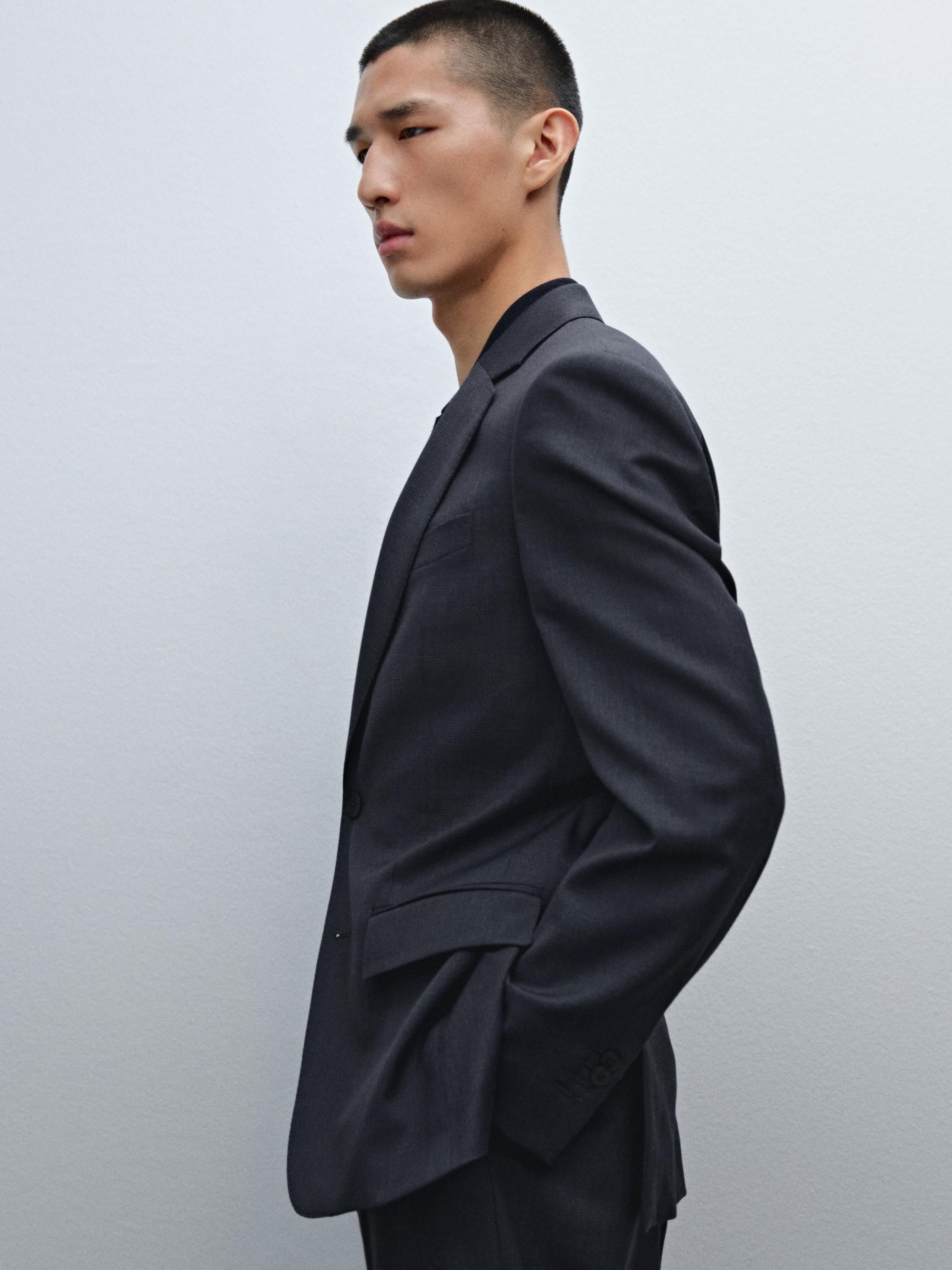 Check wool suit blazer
