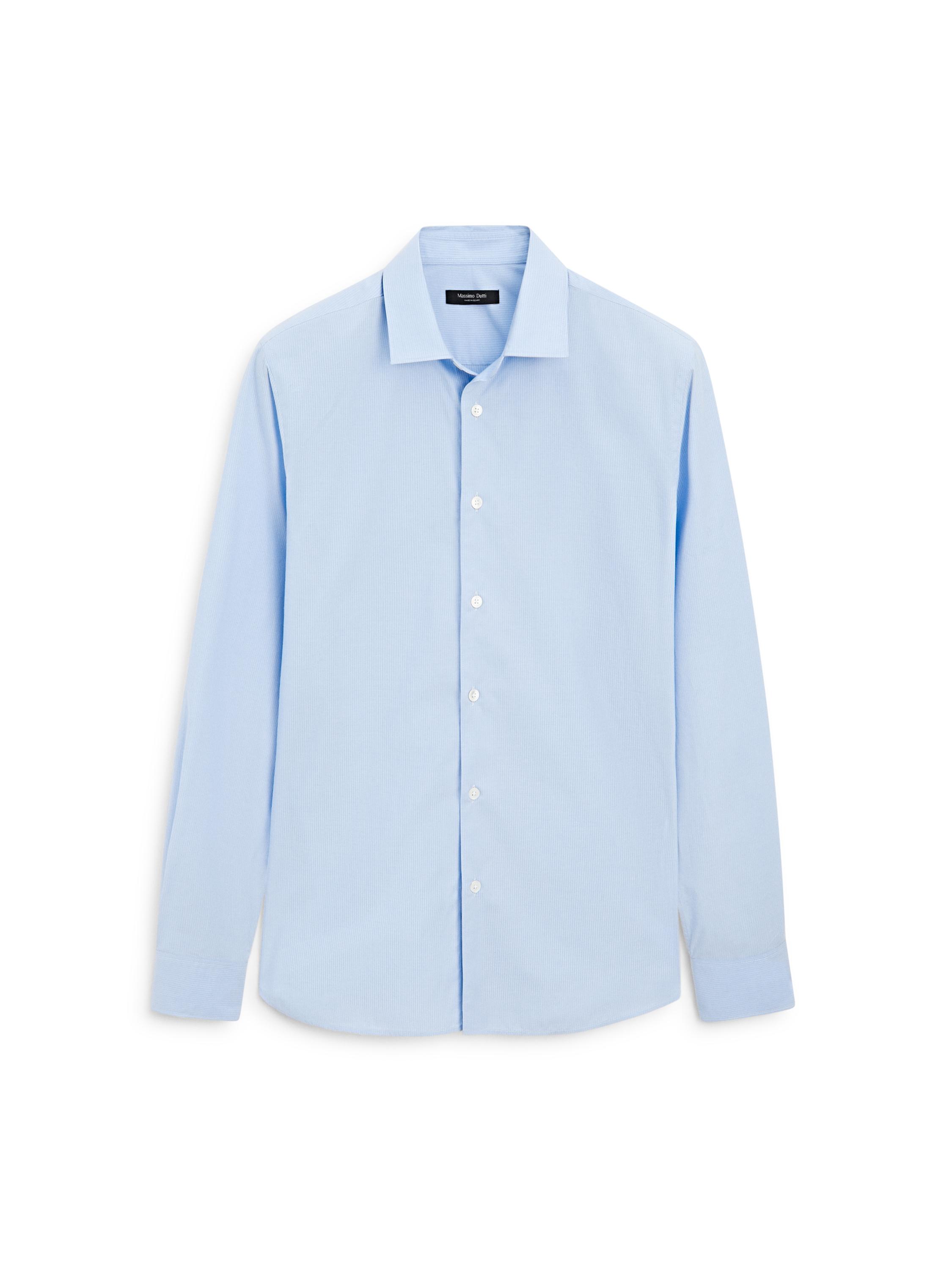 Regular fit striped poplin shirt — MEDIUM BLUE