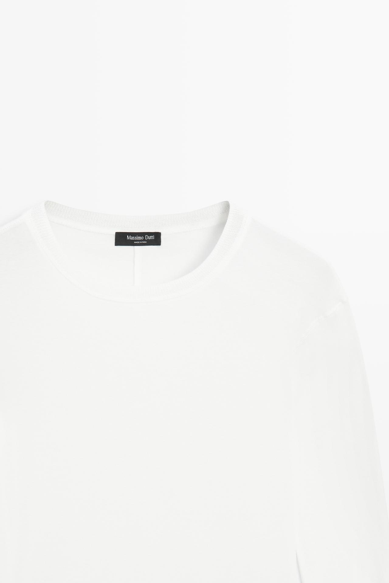 Long sleeve T-shirt with cuff detail — Off white