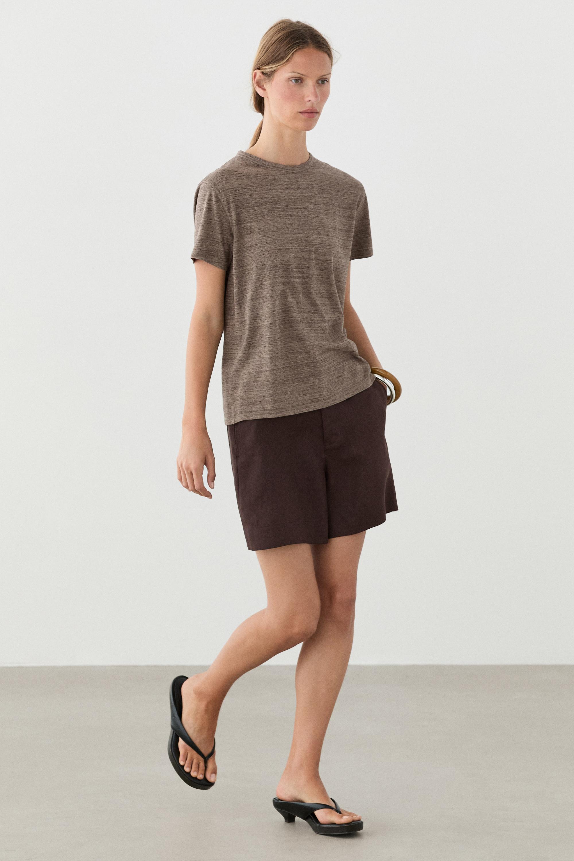 100% cotton short-sleeve T-shirt — BROWN MARL