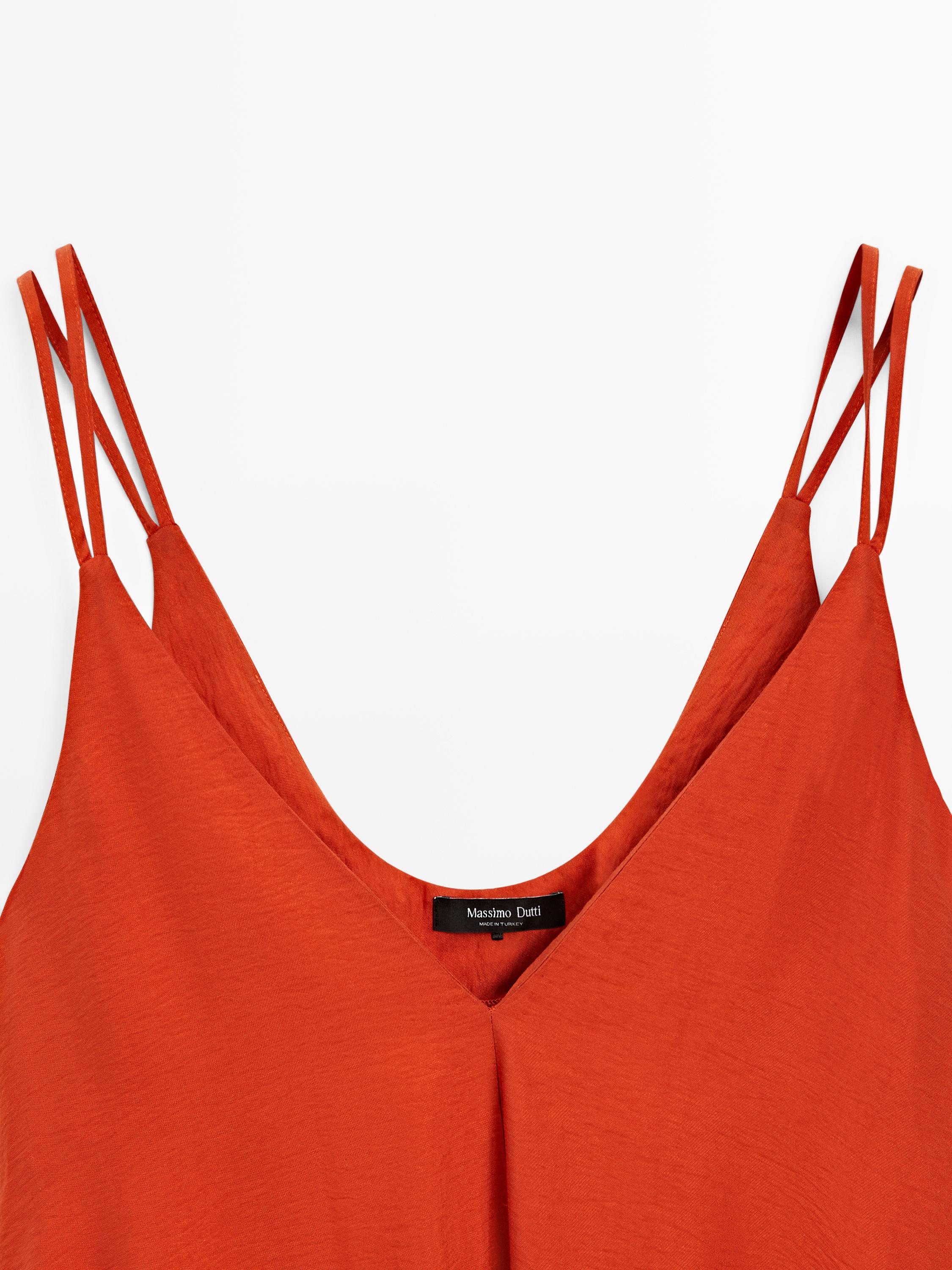 Long flowing dress with double fabric — BURNT ORANGE