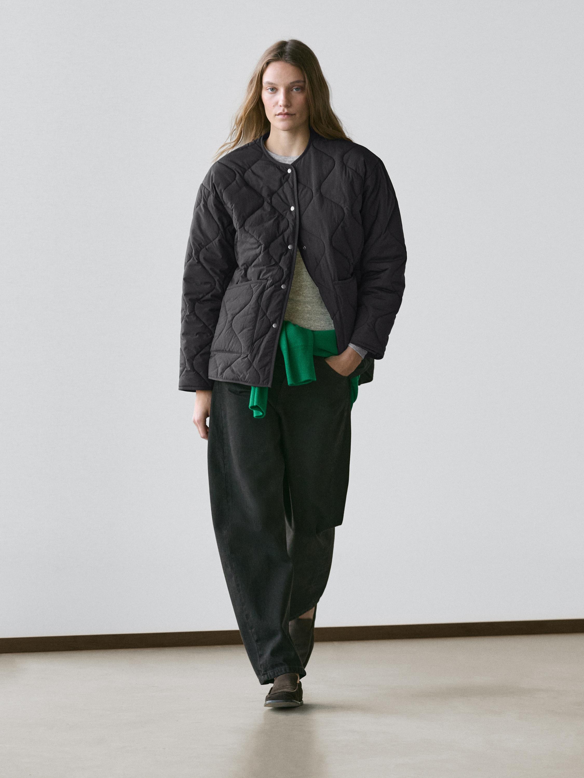 Quilted cape jacket — BLACK