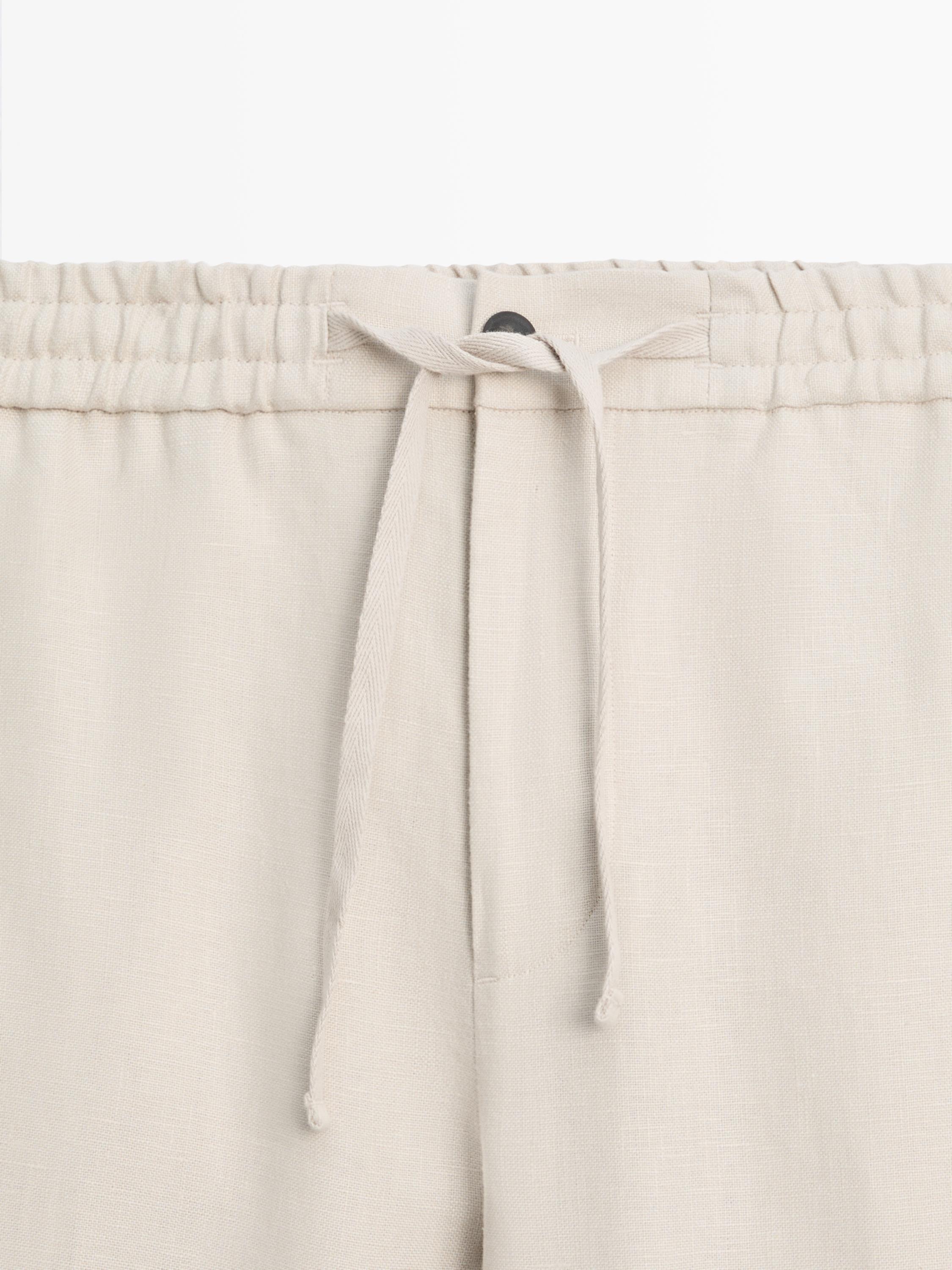 100% linen joggers — BEIGE