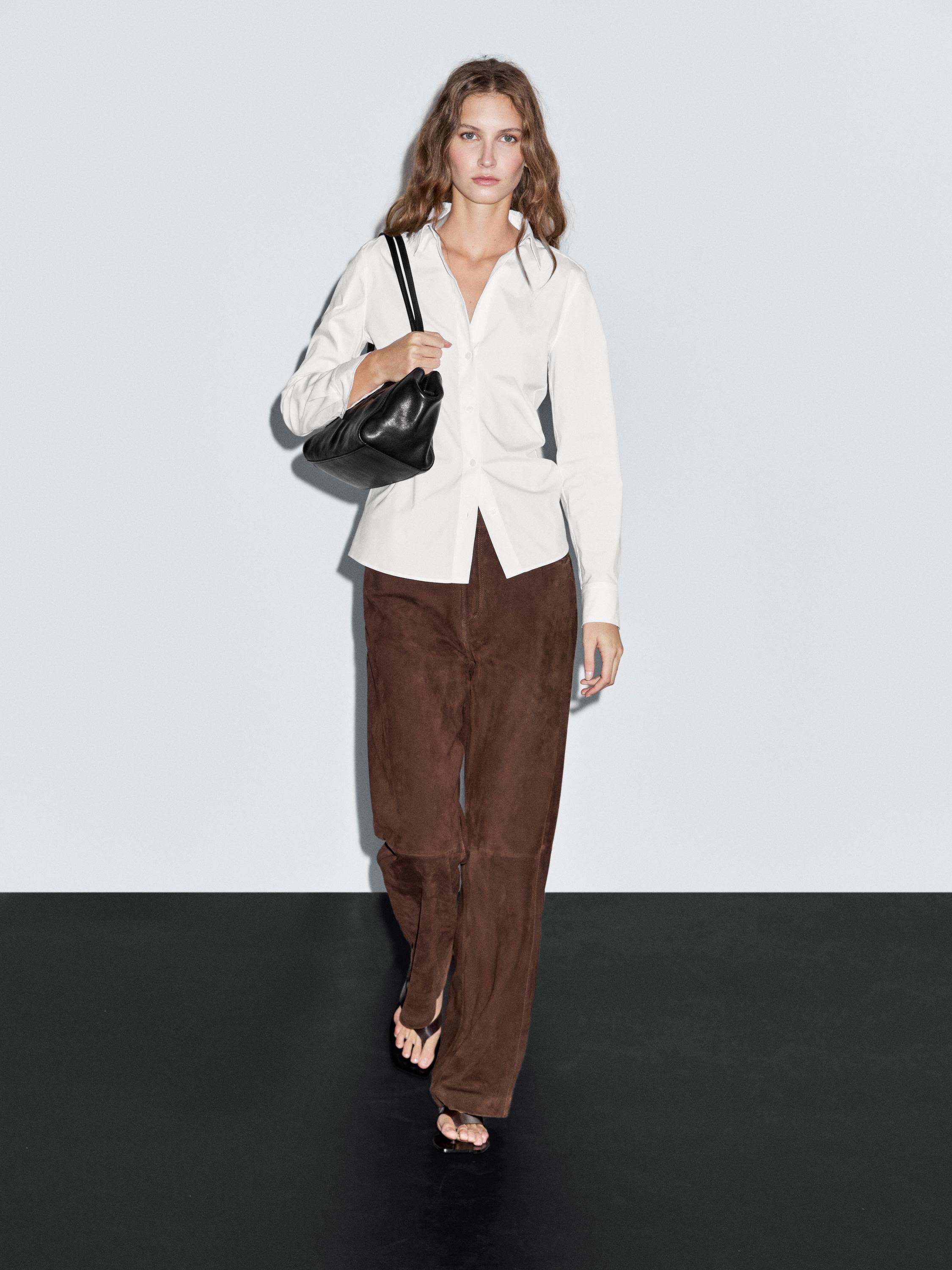 Cotton blend stretch shirt — WHITE