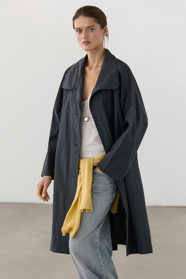 High neck technical trench coat — DARK NAVY 3