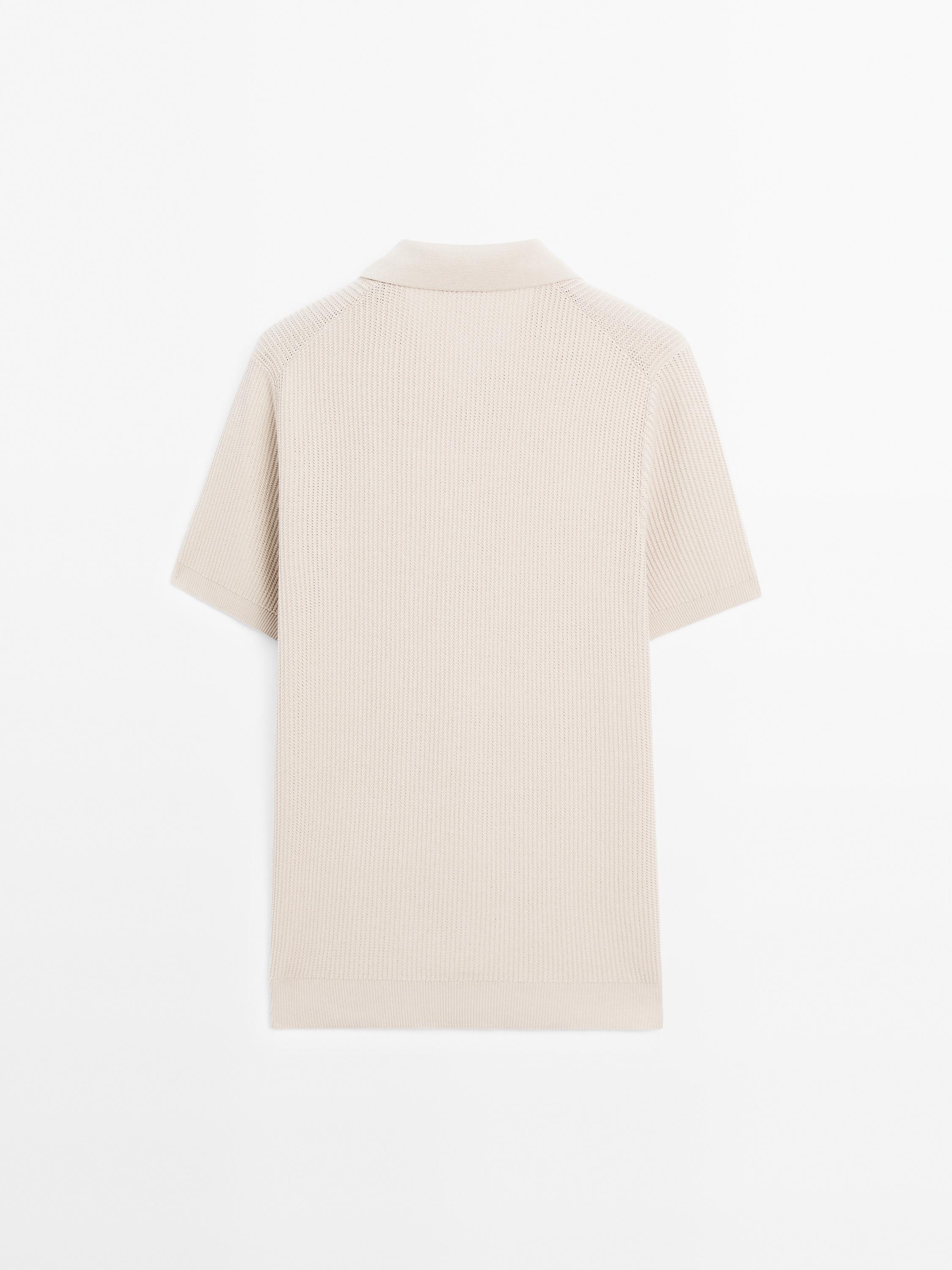 100% cotton textured knit polo shirt
