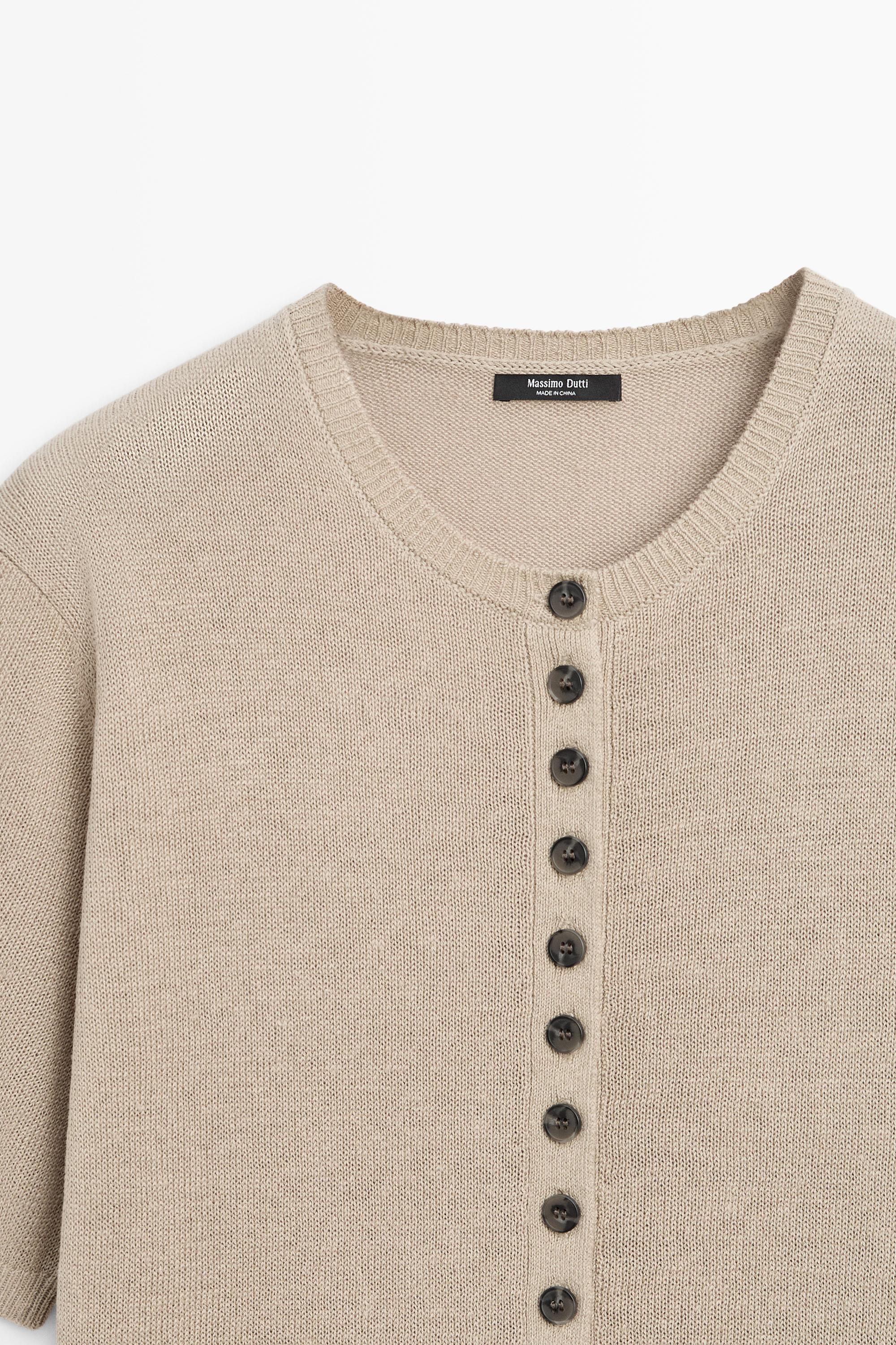 Linen blend short sleeve cardigan · Pale Green · Cardigan