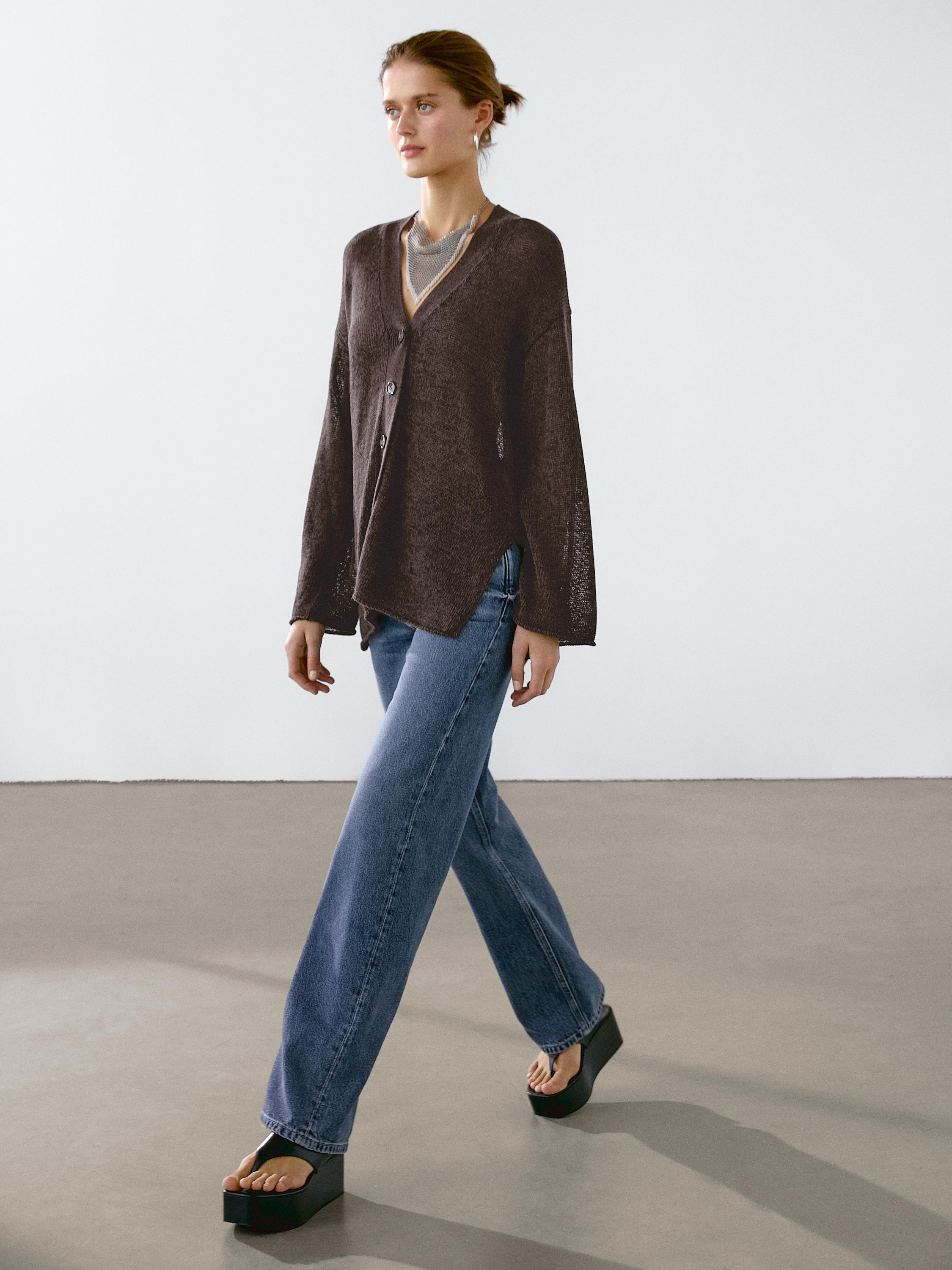 Cárdigan punto fino oversize