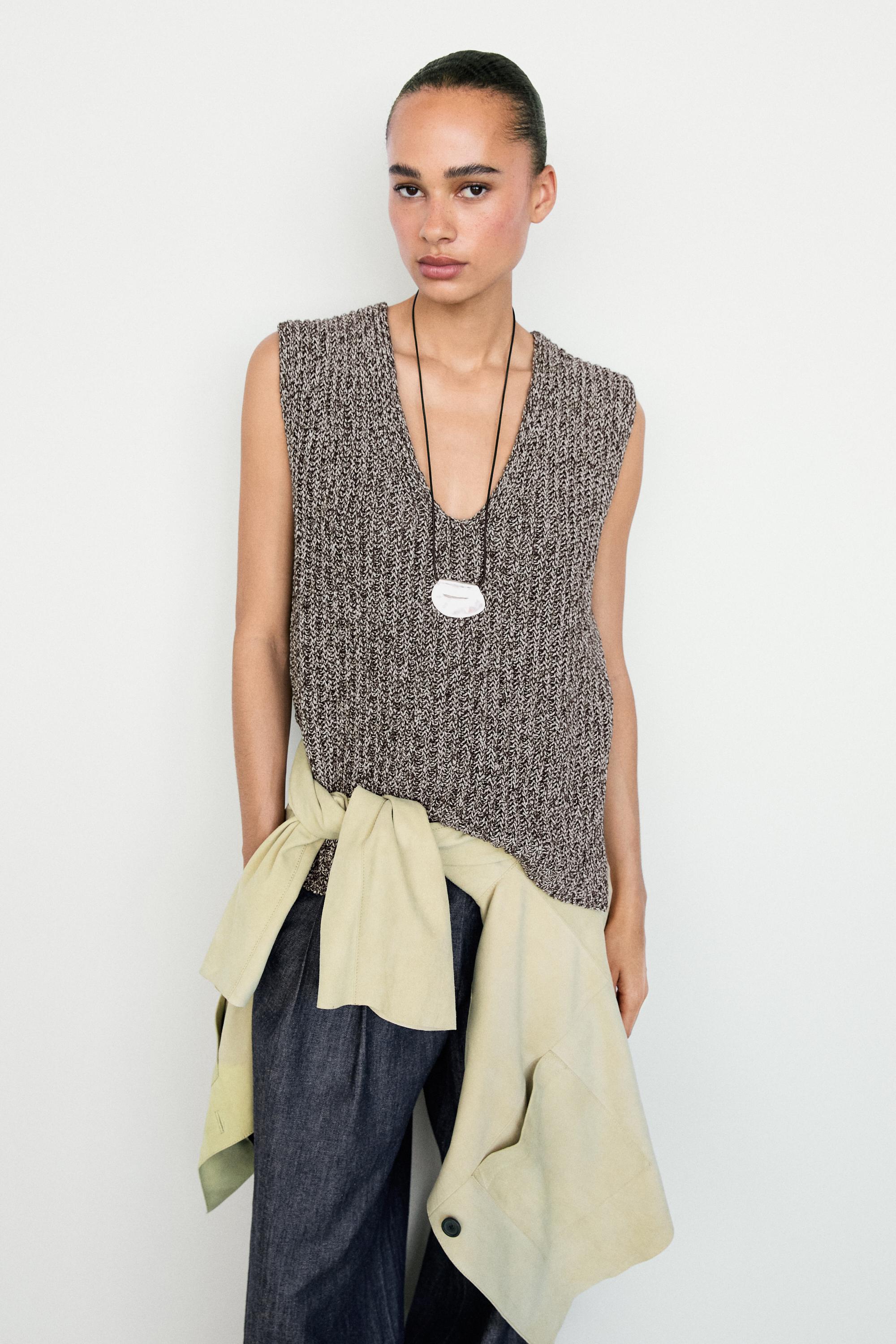 Cotton blend heathered knit top