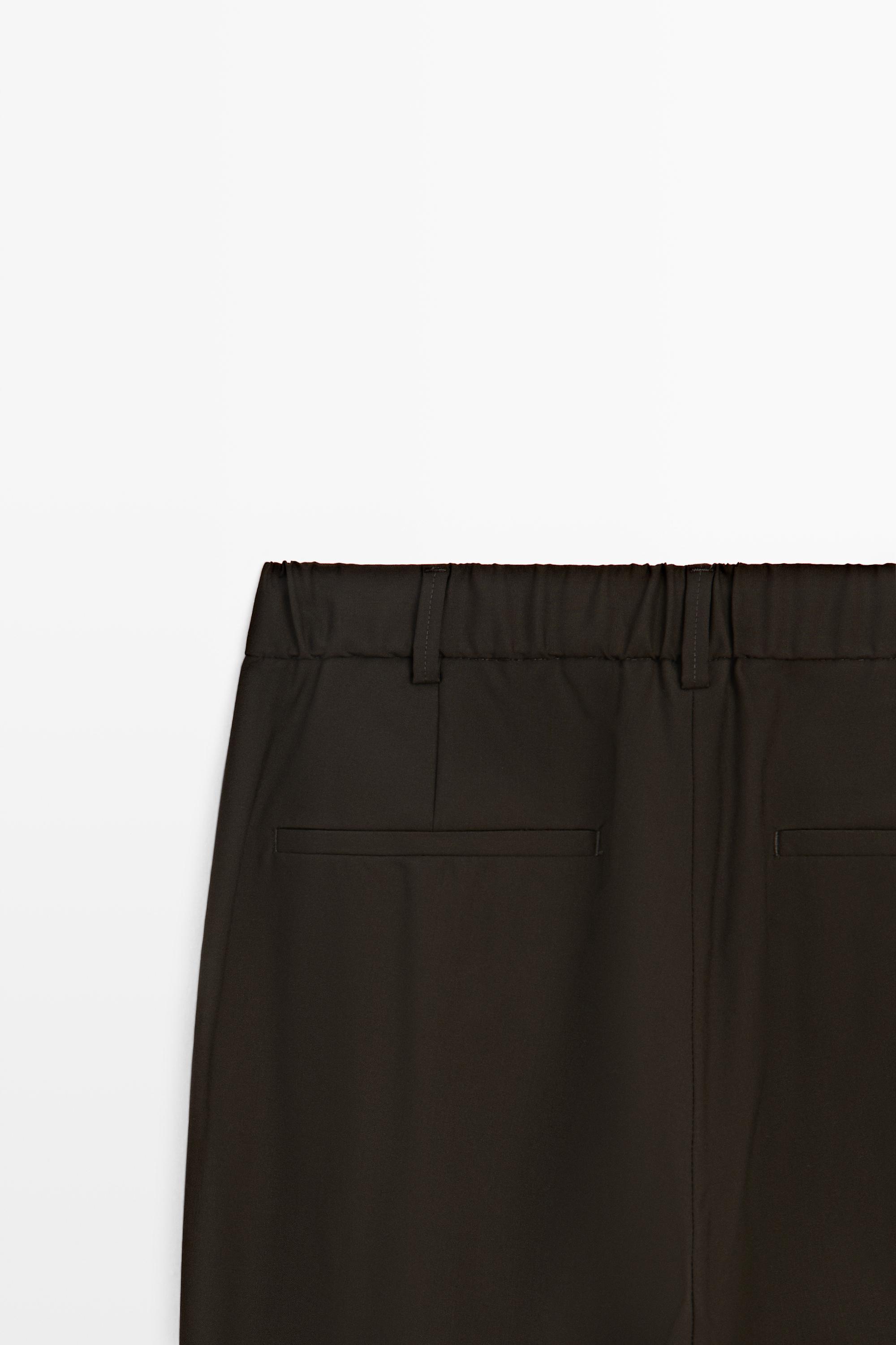 100% wool relaxed fit pants — BROWN