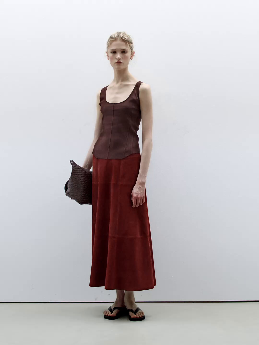 Strappy linen blend top