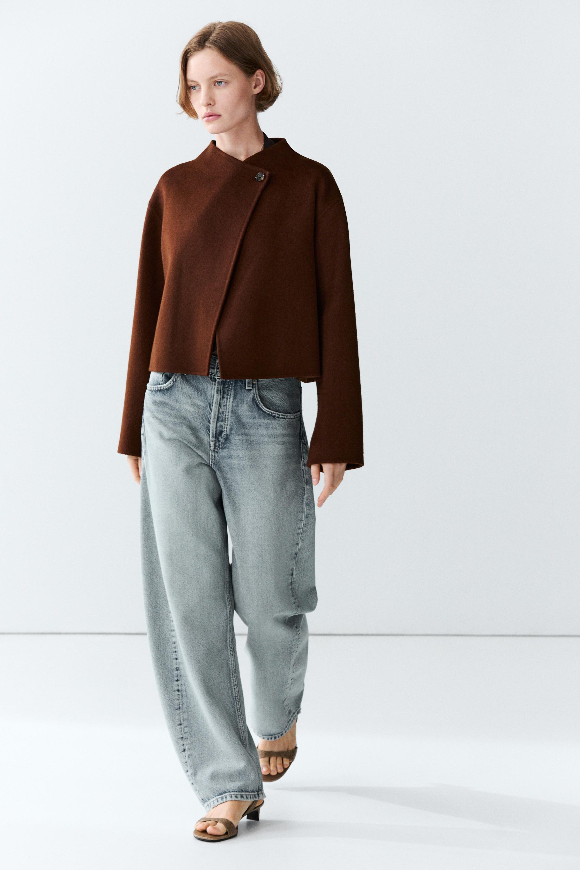 Button detail cape jacket — COPPER