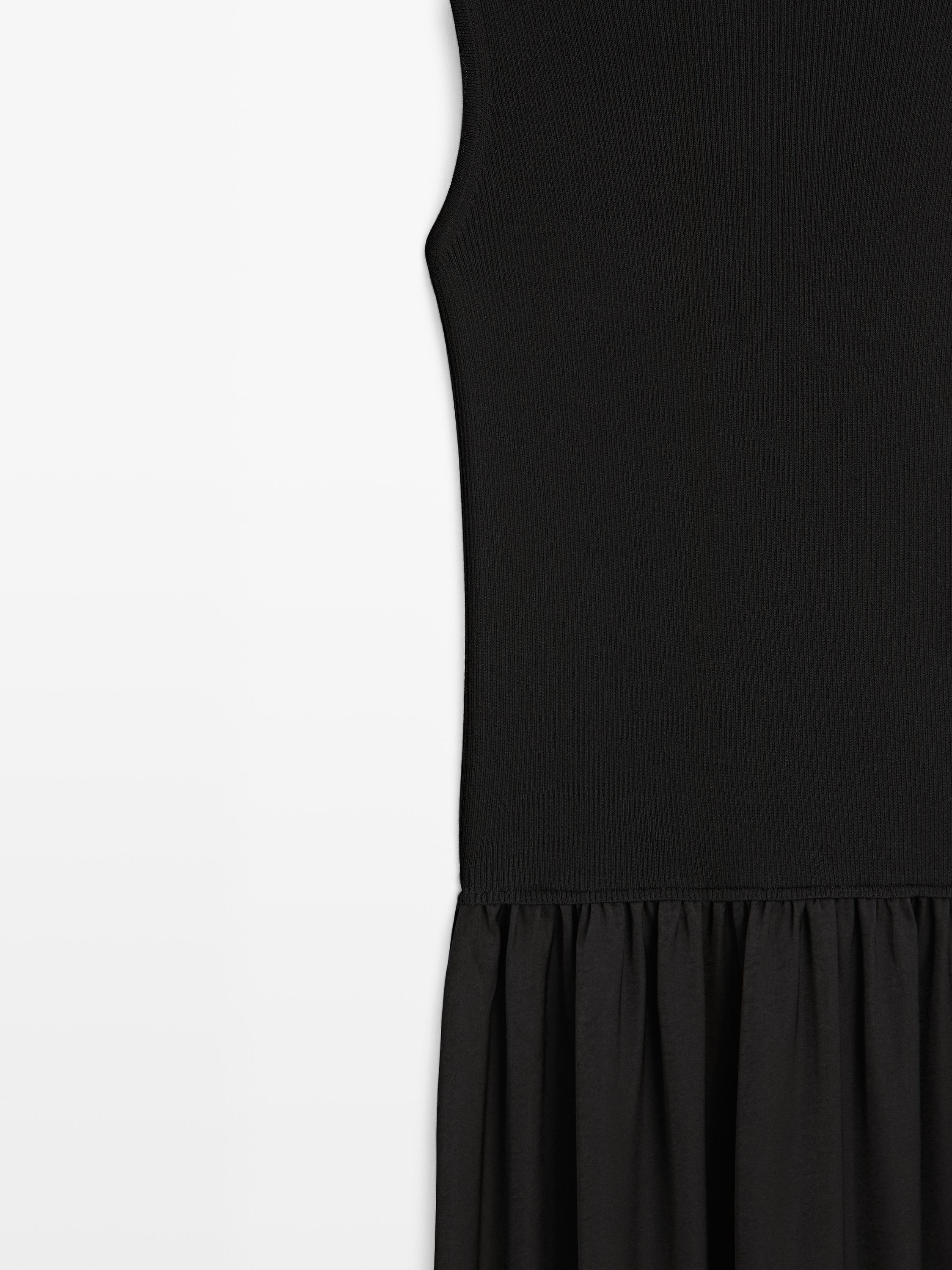 Knit Midi Dress With Contrast Detail - Black - M - Massimo Dutti - Women Knit Midi Dress With Contrast Detail - Black - M - Massimo Dutti - Women