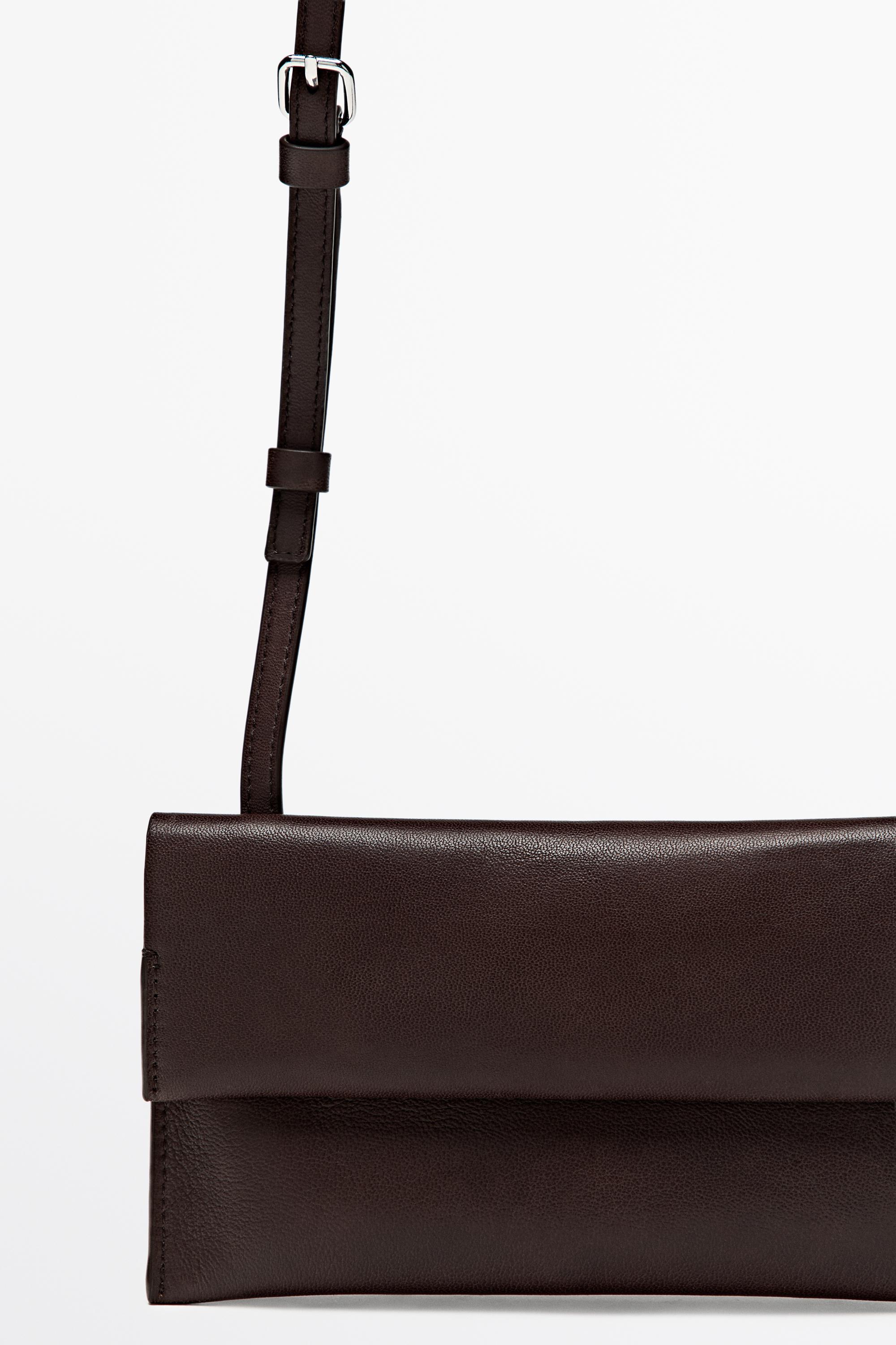 Nappa leather crossbody bag — BROWN
