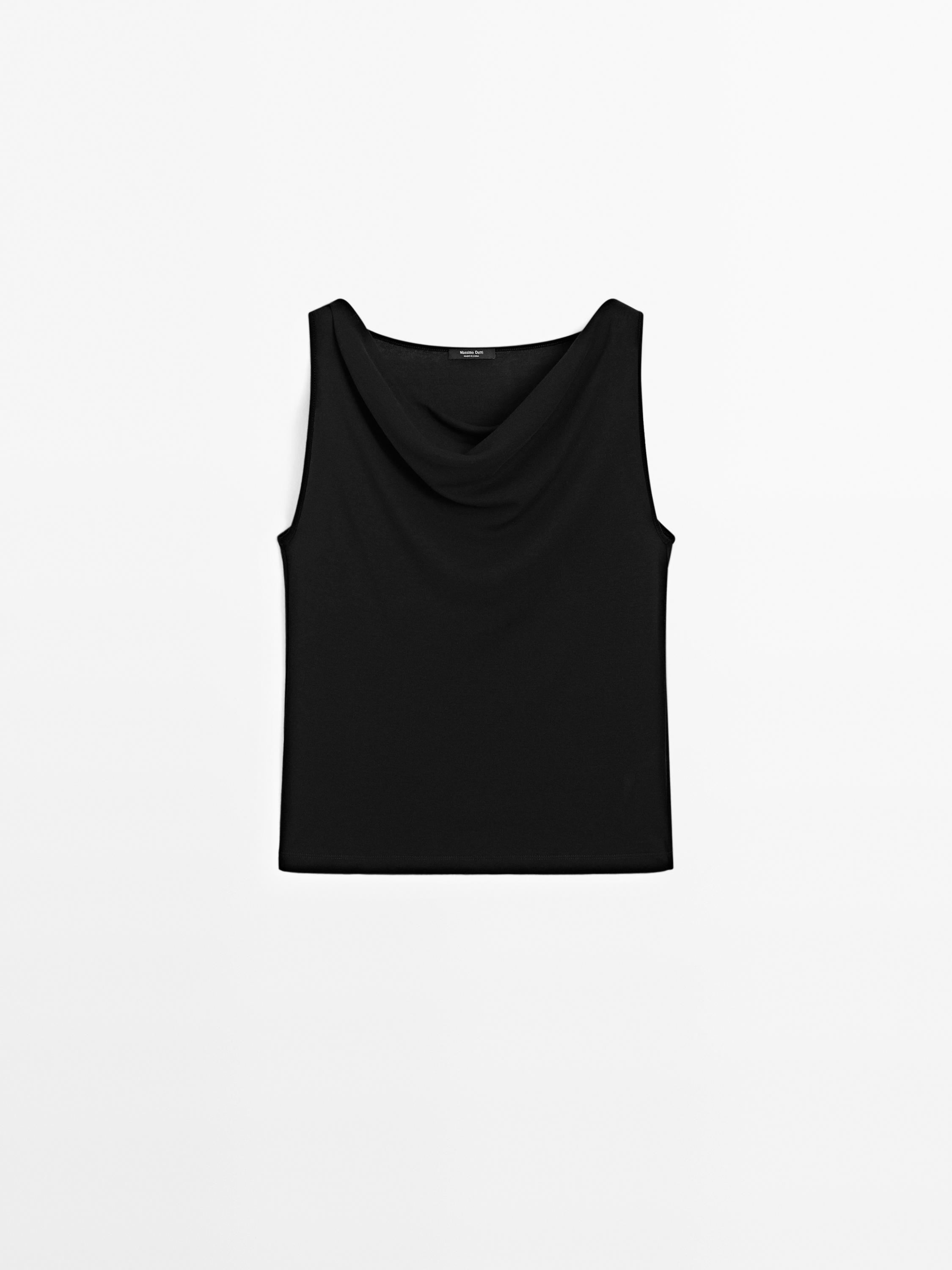 Drape yaka kolsuz top