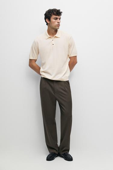 100% cotton knit polo sweater — CREAM 1
