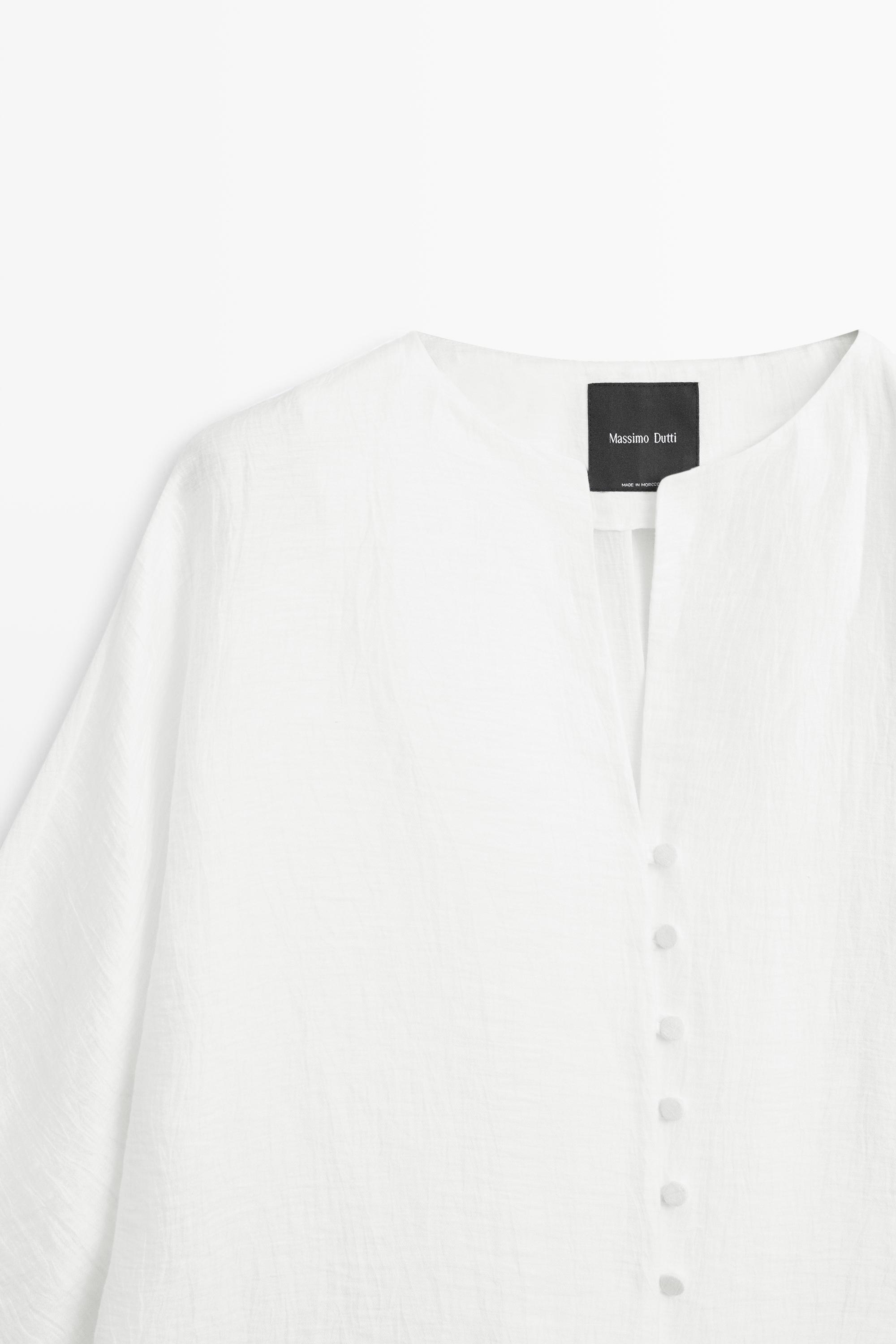 Linen blend overshirt with buttons — WHITE