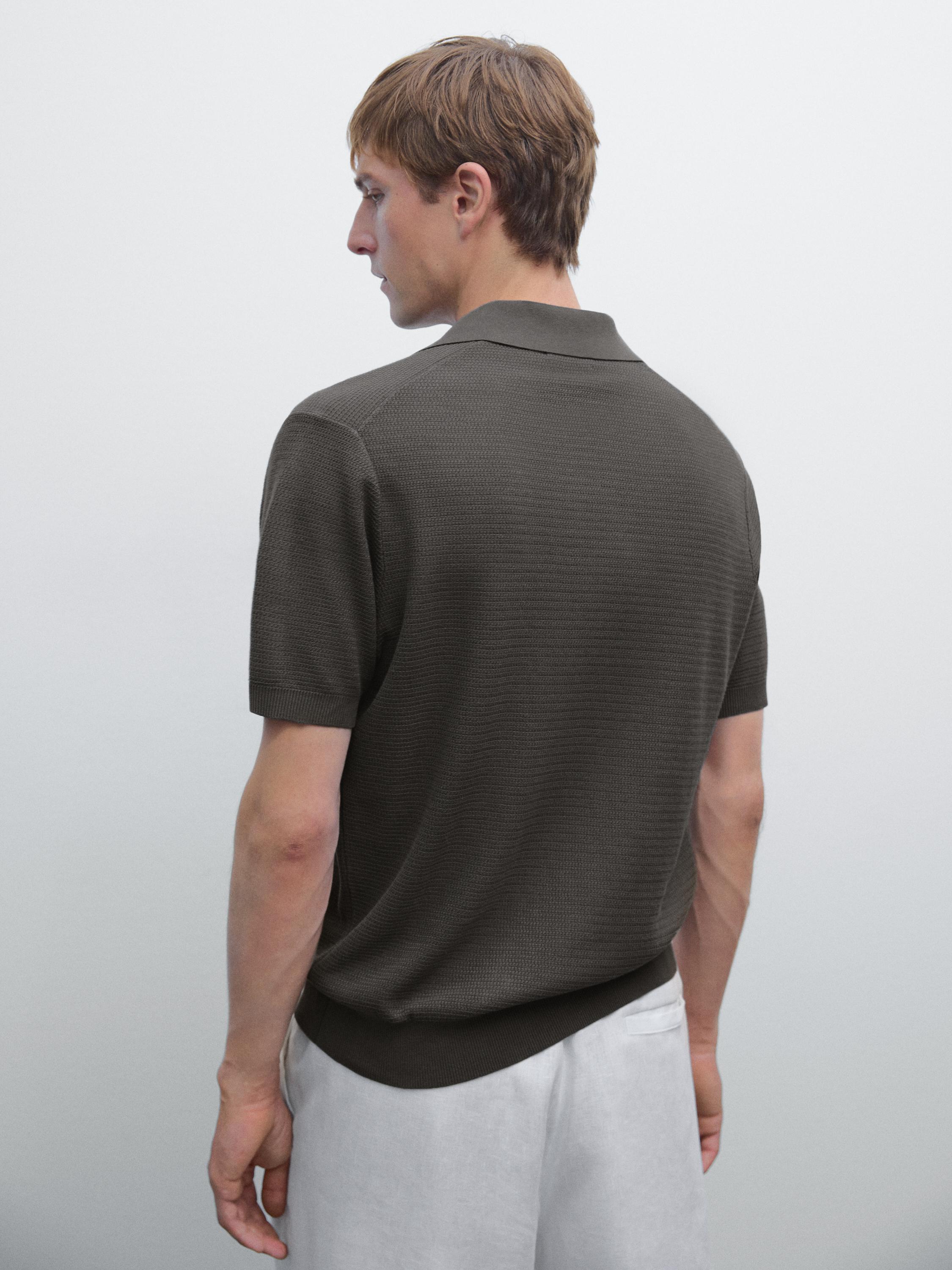 Knit V-neck polo shirt