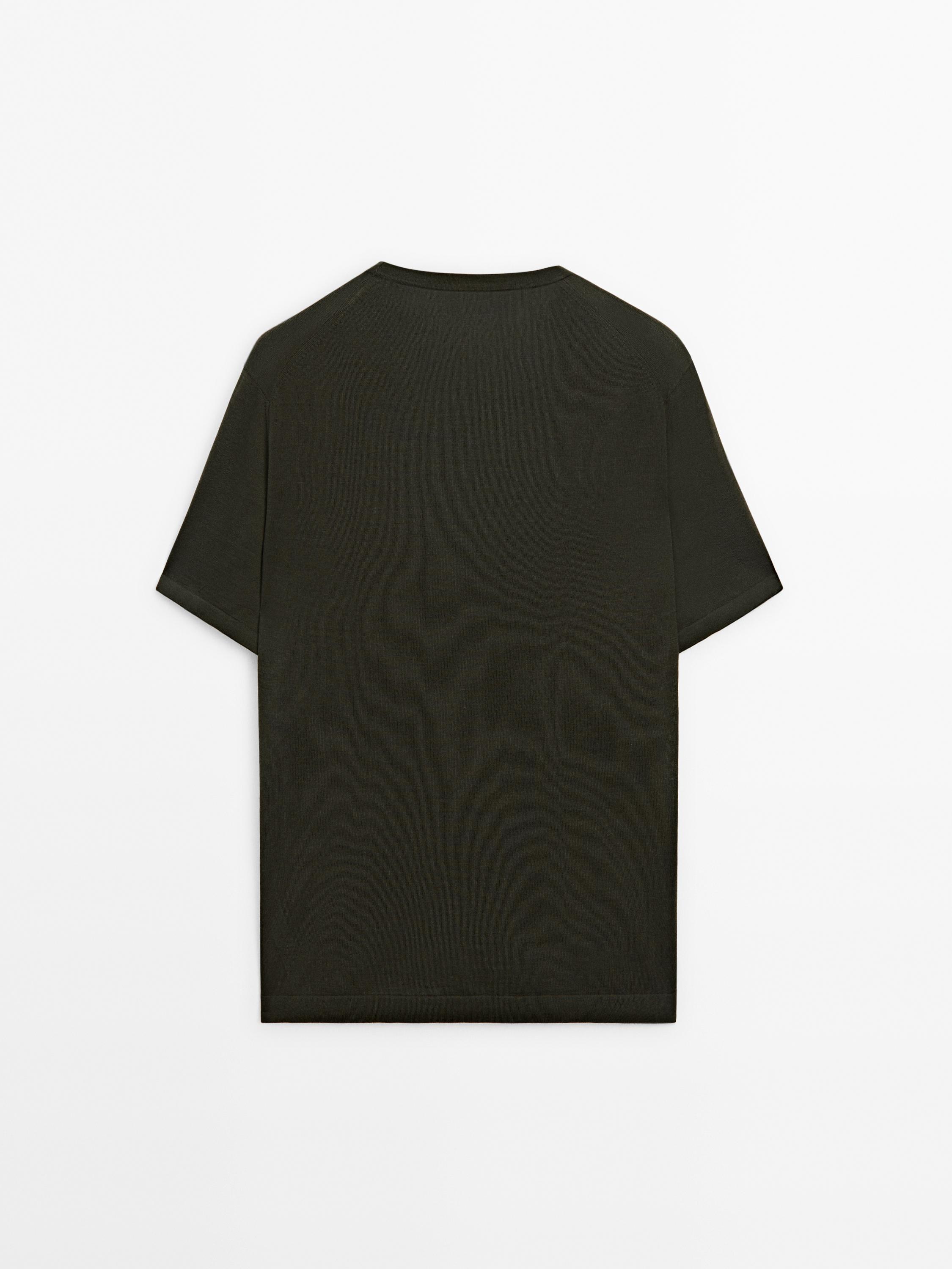 T-shirt en maille de laine mélangée