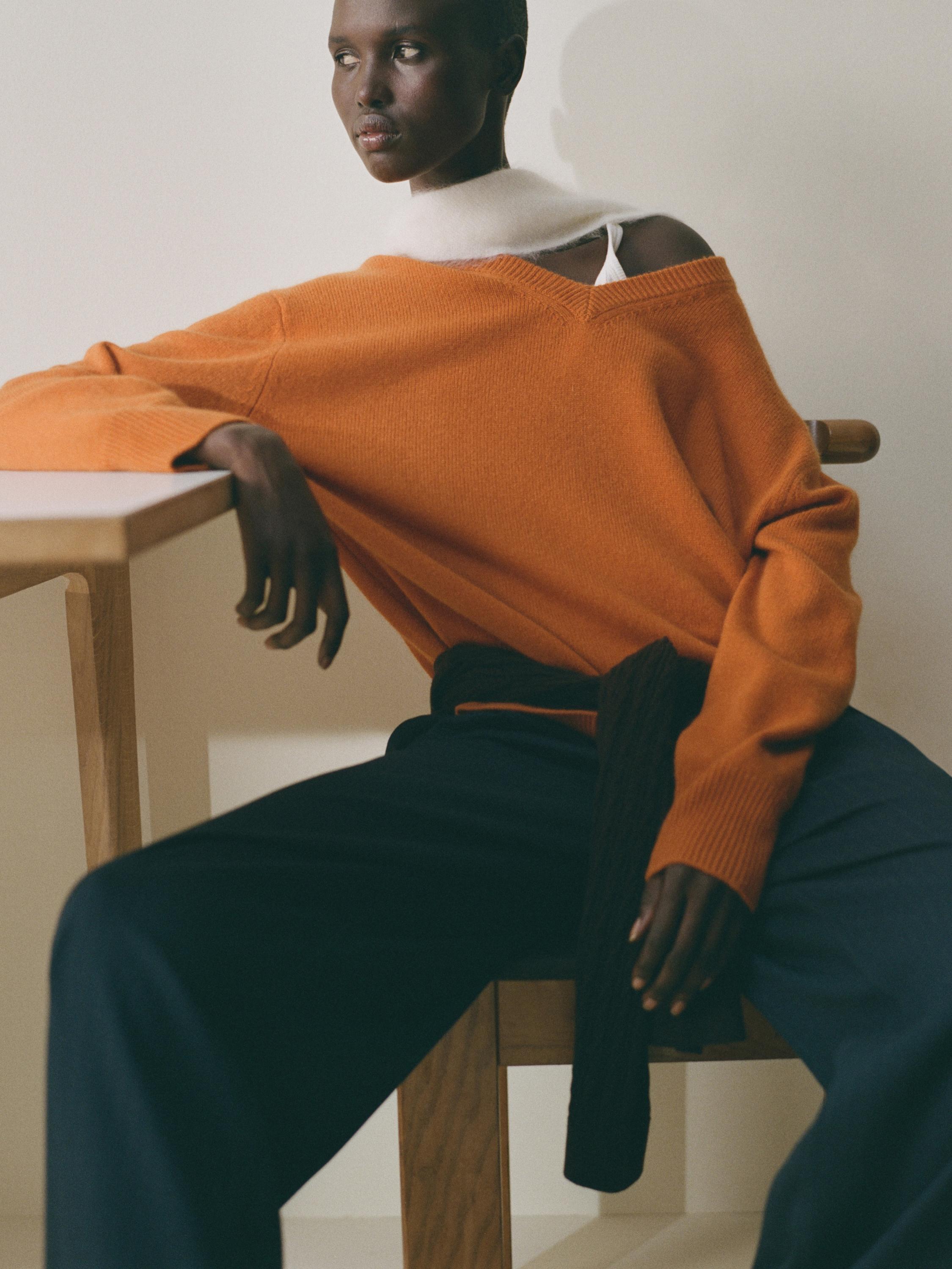 Knit 100% cashmere V-neck sweater