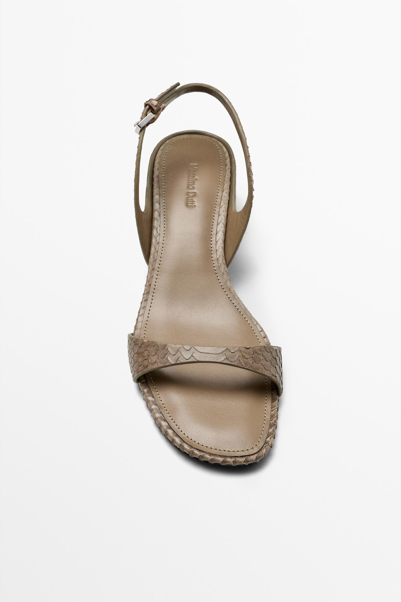 High-heel sandals in embossed leather — ANIMAL PRINT