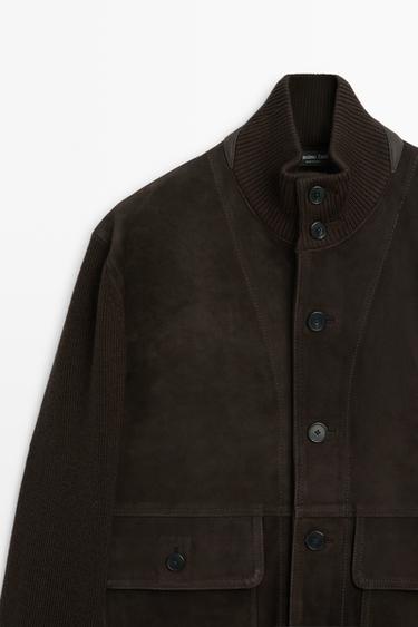 Contrast suede jacket — RUSSET 4