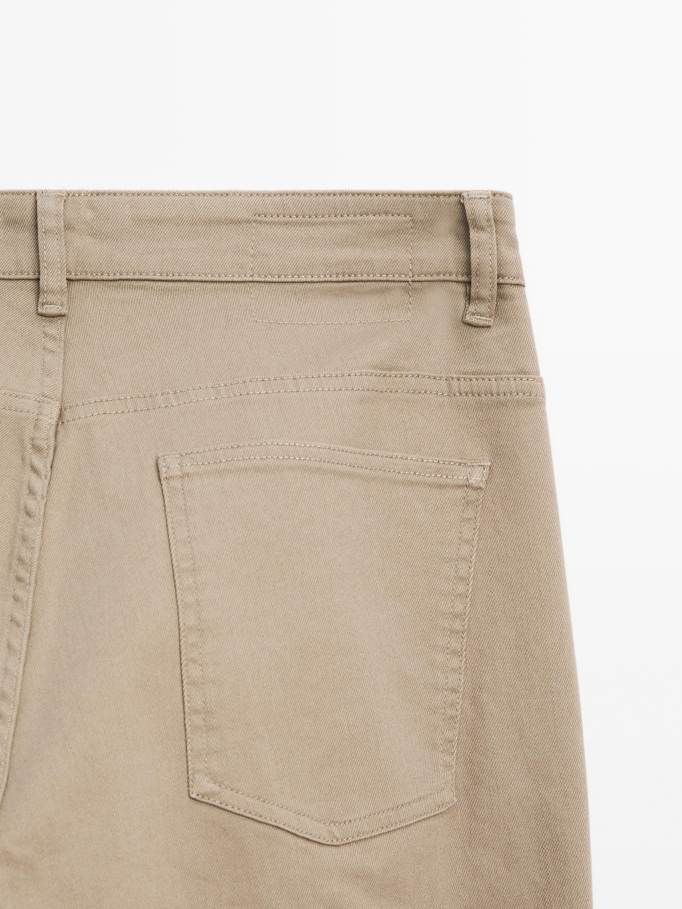 Cotton blend slim fit denim trousers