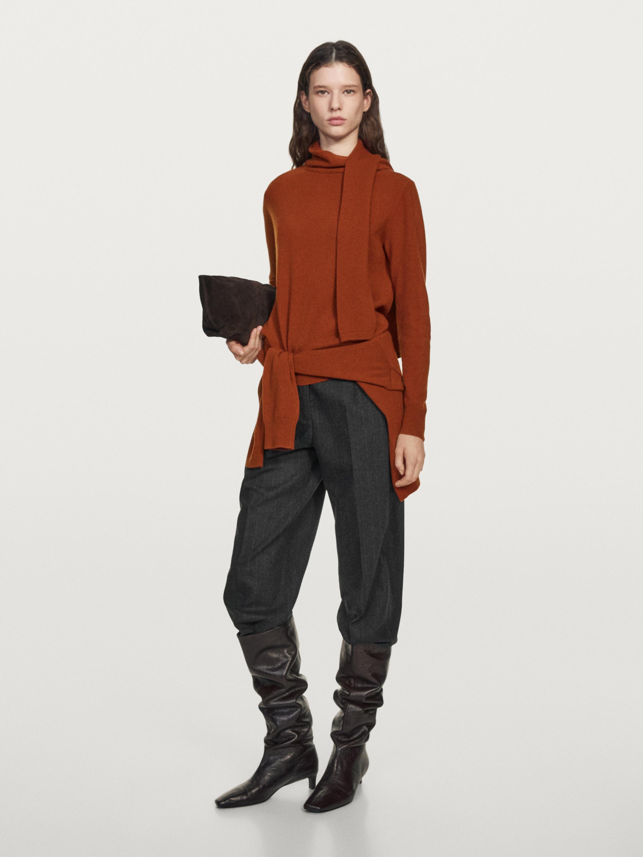 Wool blend scarf detail jumper