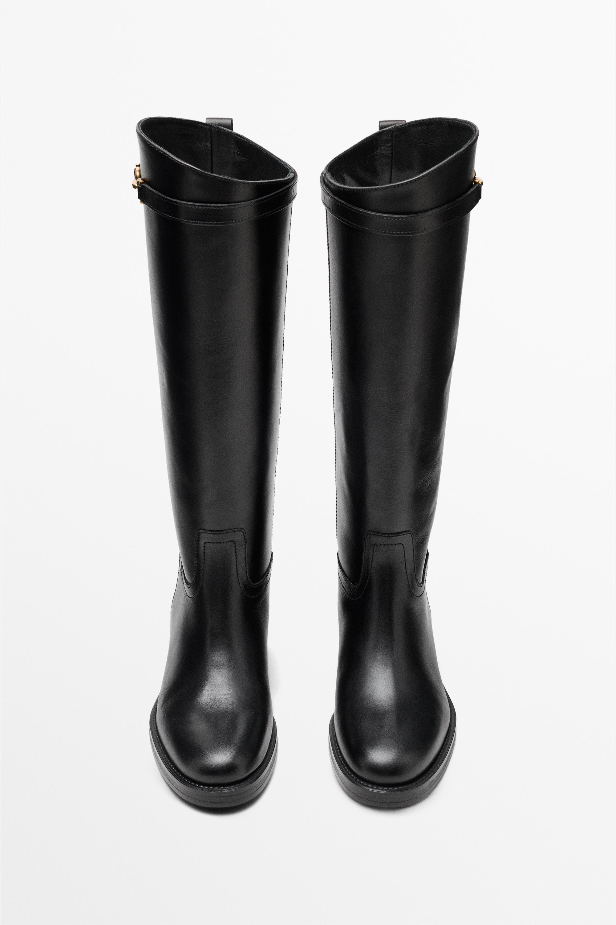 Leather riding boots — BLACK
