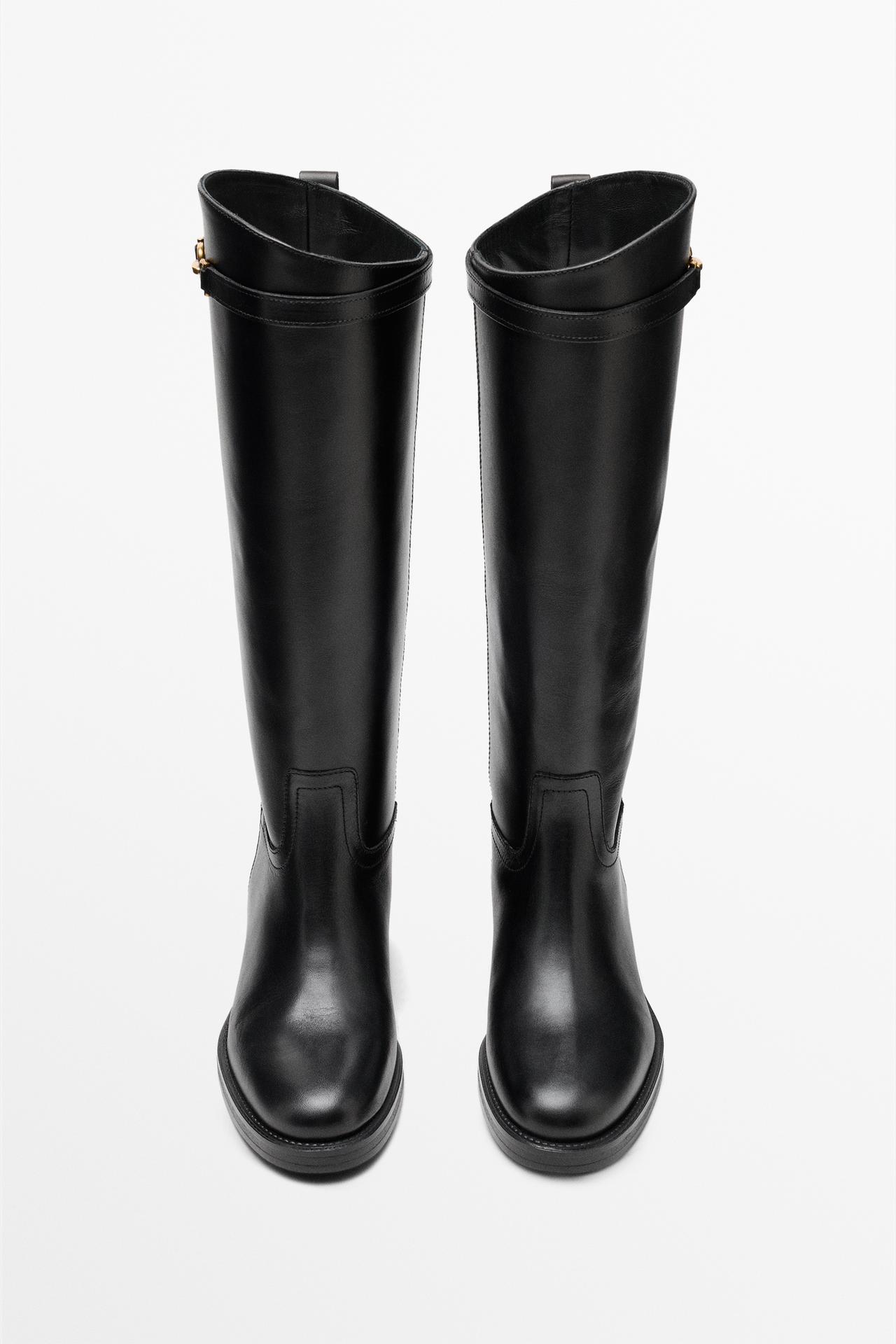 Leather equestrian boot — BLACK