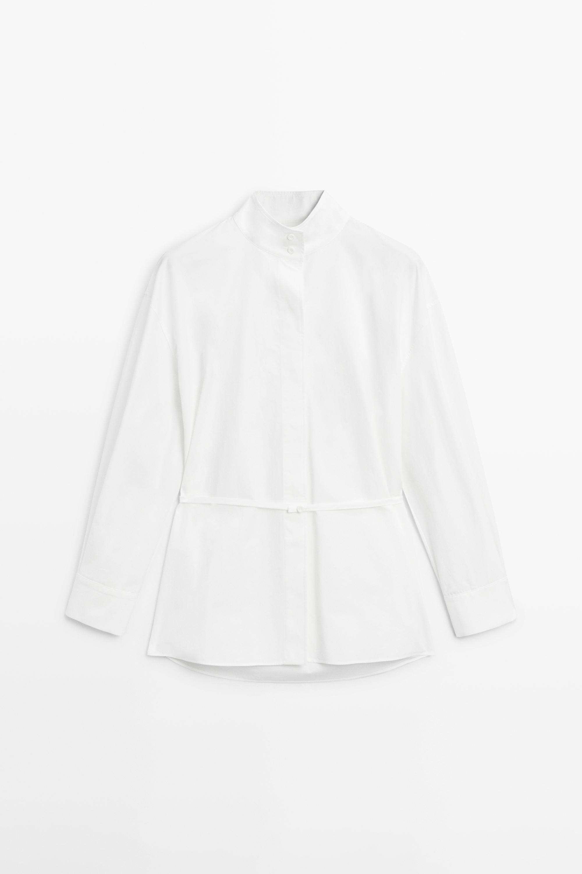 Hemd mit Stehkragen und Band