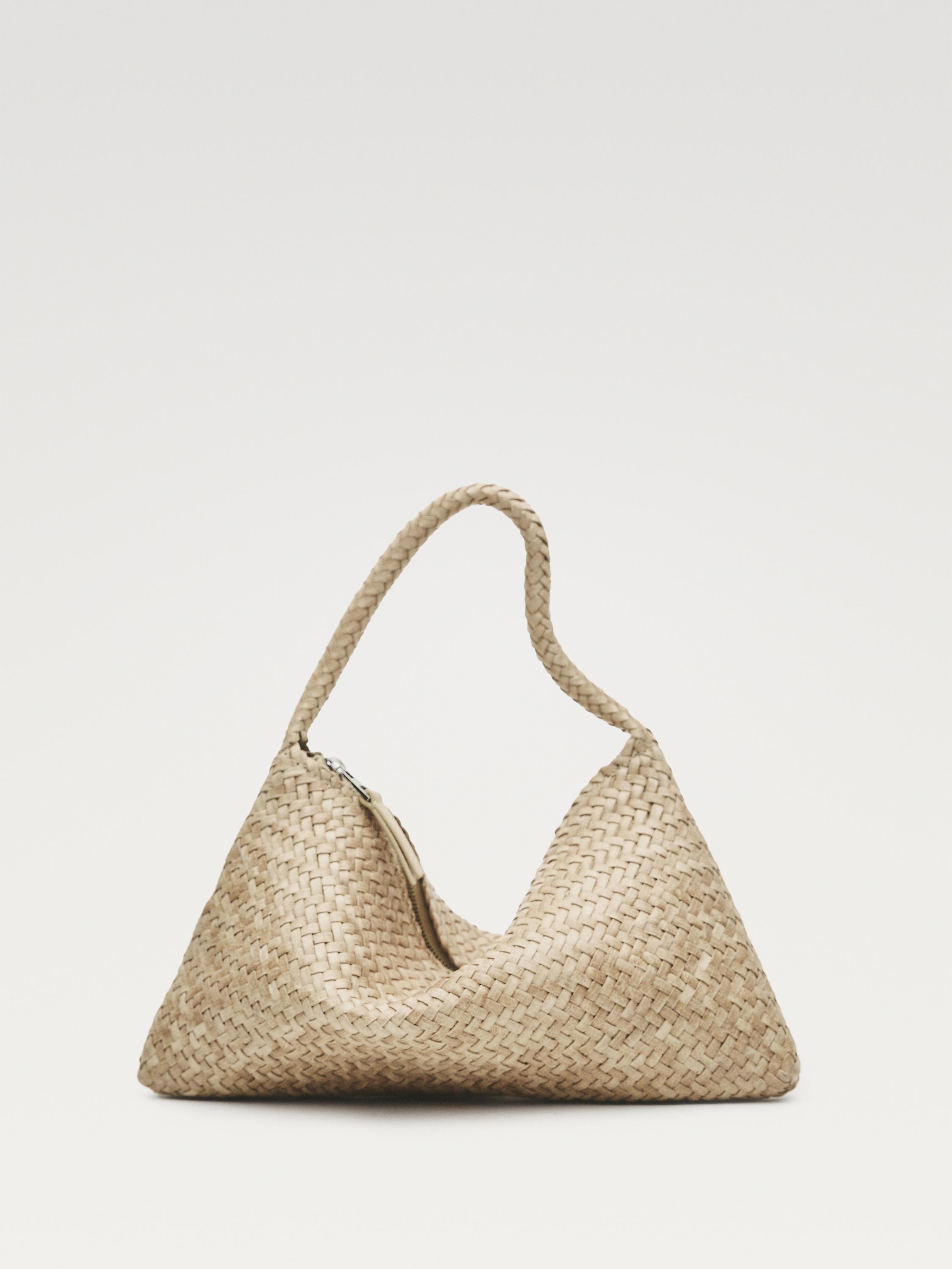 Small braided leather shoulder bag