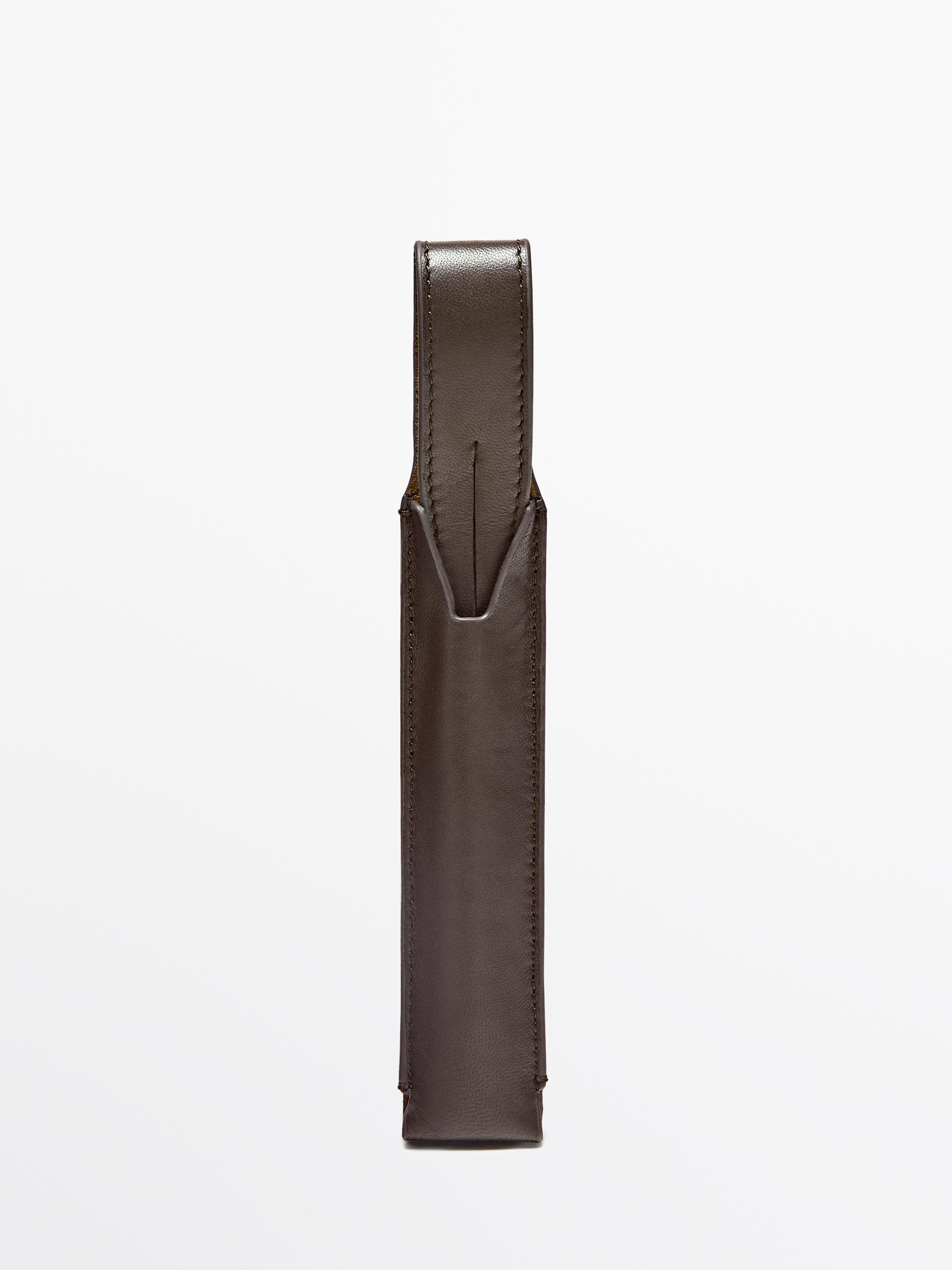 Nappa leather pen cover — BROWN