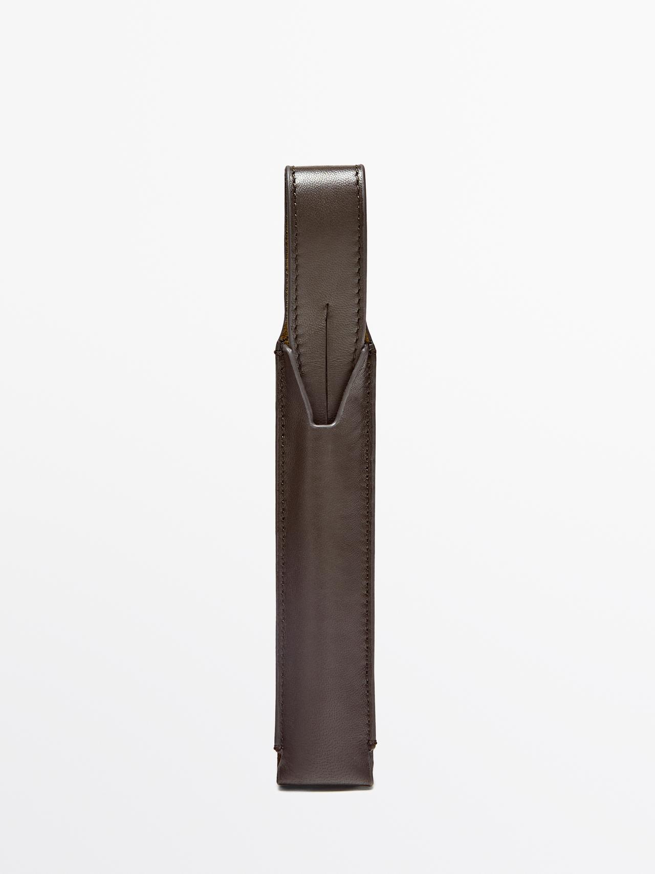 Étui Pour Stylo En Cuir Nappa - Marron - 01 - Massimo Dutti - Femme