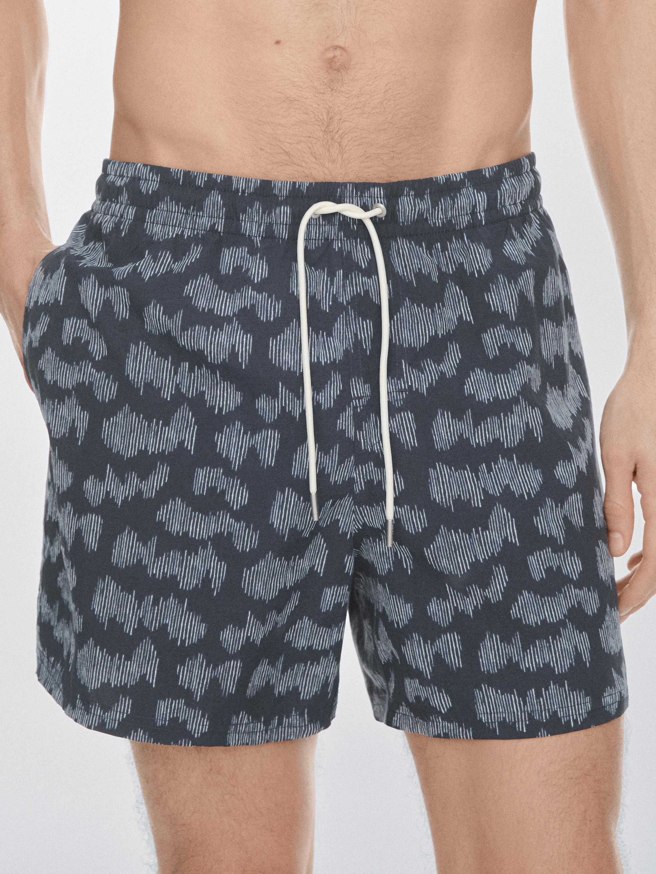 Printed swimming trunks — NAVY BLUE