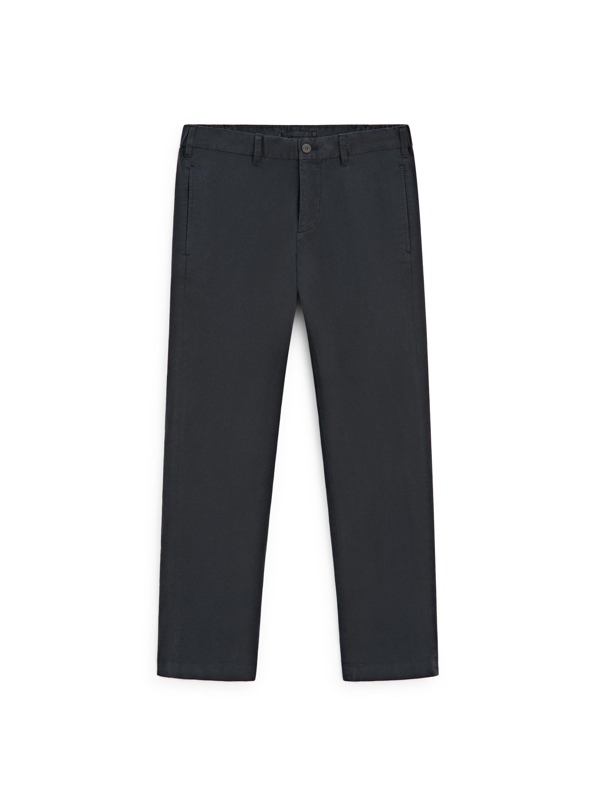 Cotton blend slim fit trousers — NAVY BLUE