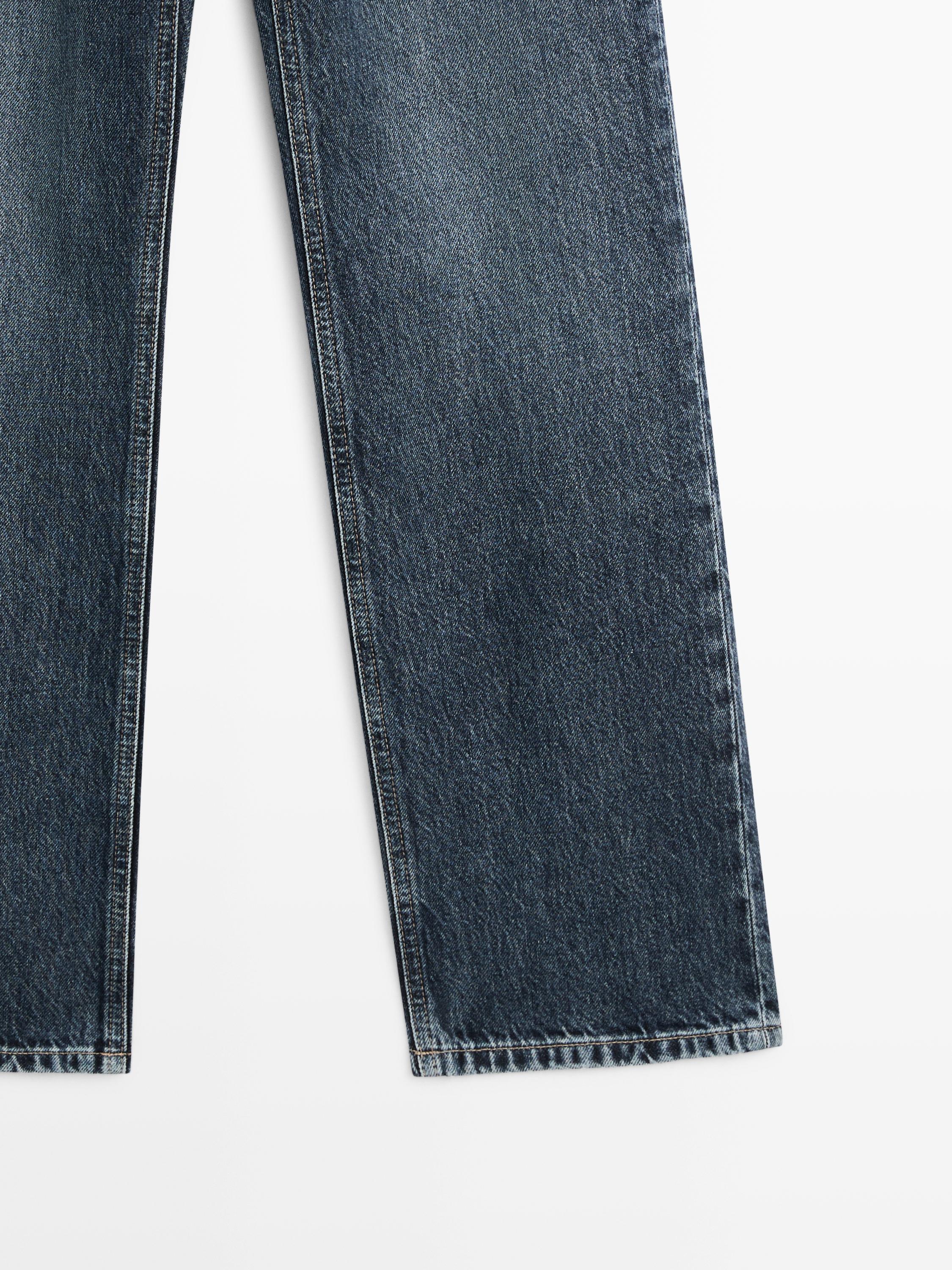 Straight-leg high-waist jeans — MEDIUM BLUE